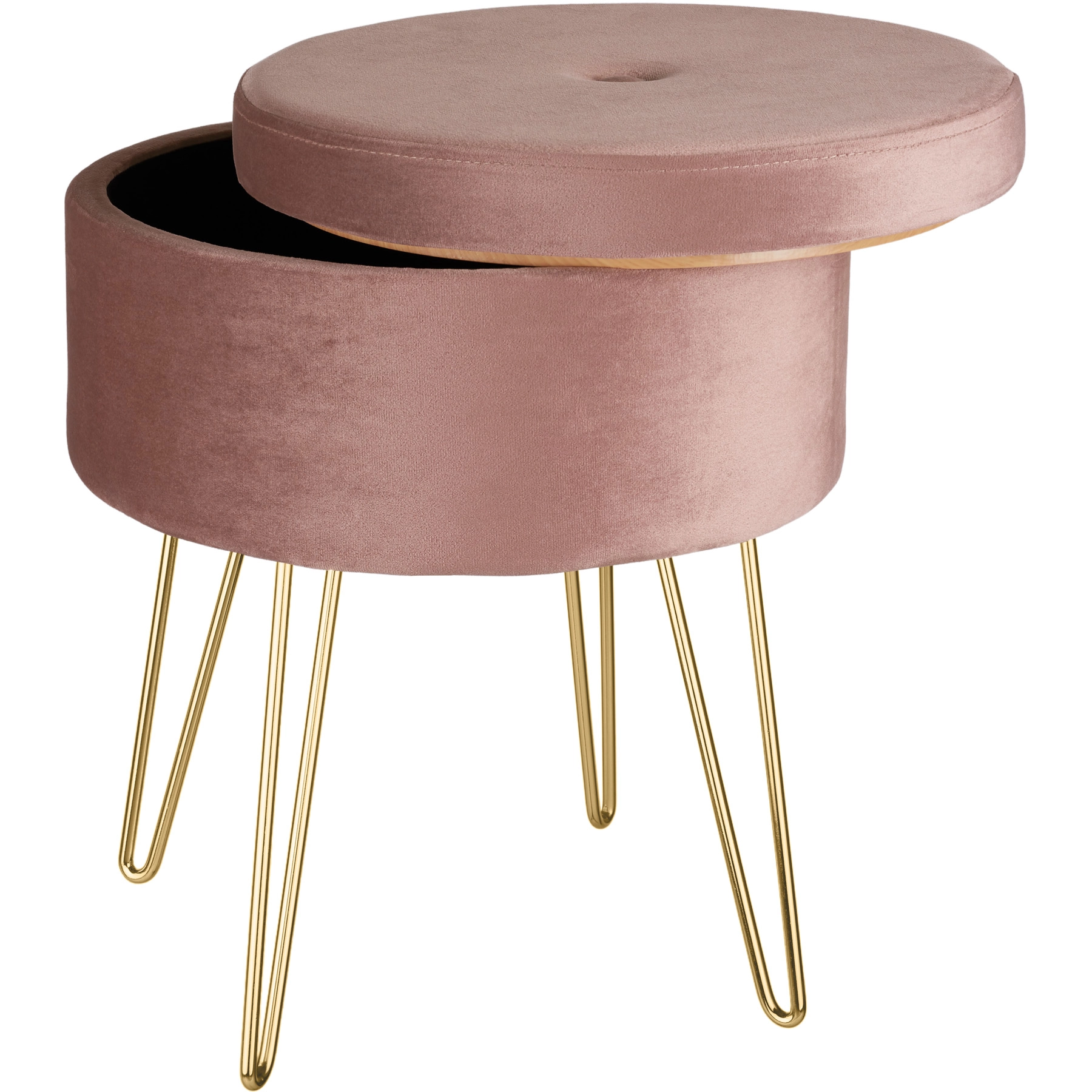 Sitzhocker Ava gepolstert in Samtoptik 300kg mit Stauraum - rosa