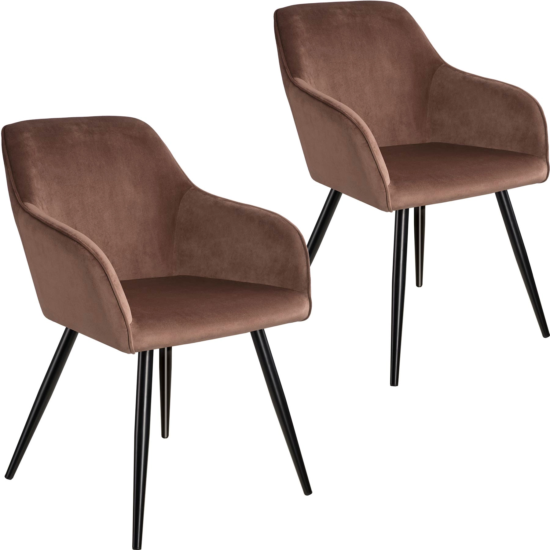 Esszimmerstuhl Marilyn Samtoptik, schwarze Stuhlbeine - braun/schwarz, 2er Set