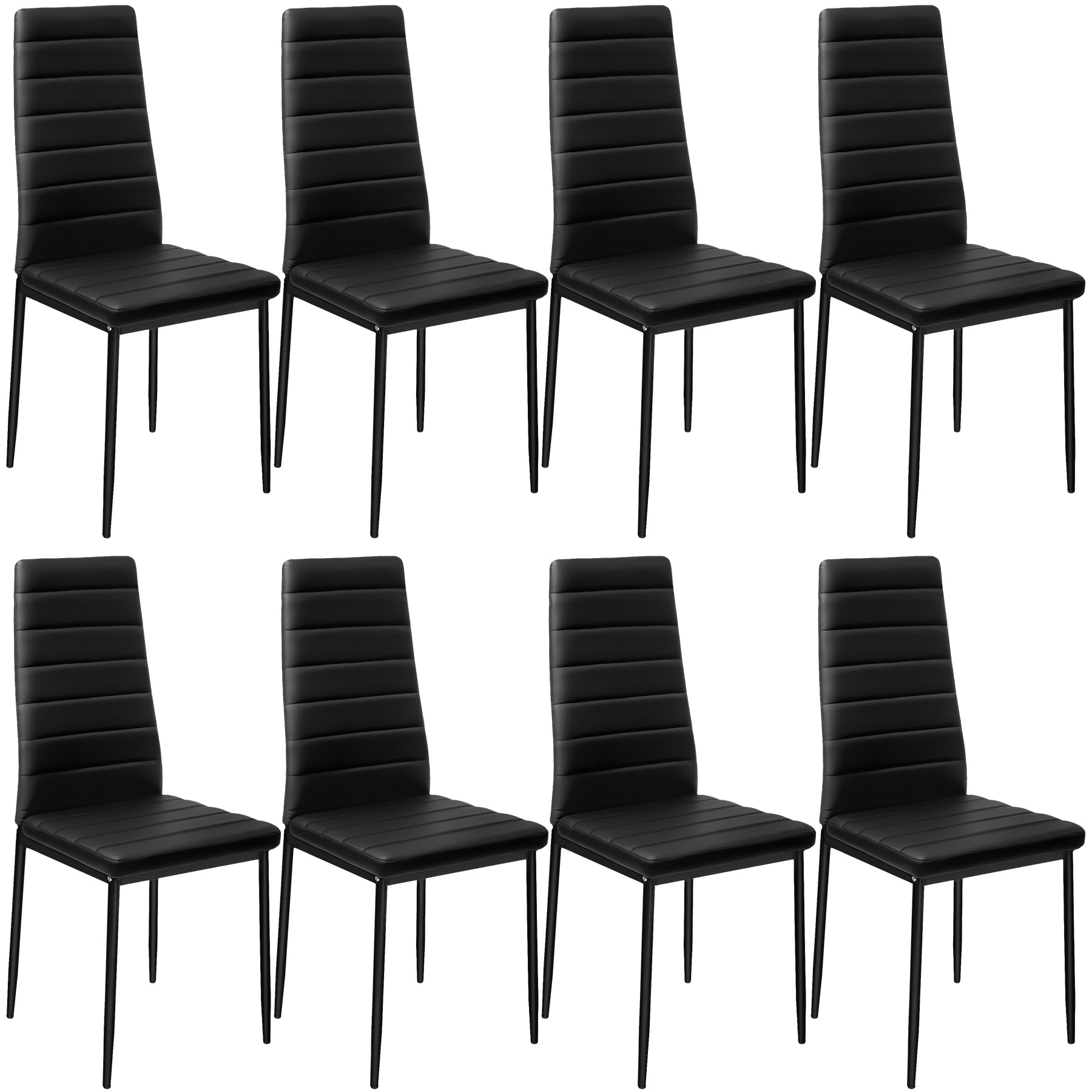 Esszimmerstühle Kunstleder - schwarz, 8er Set
