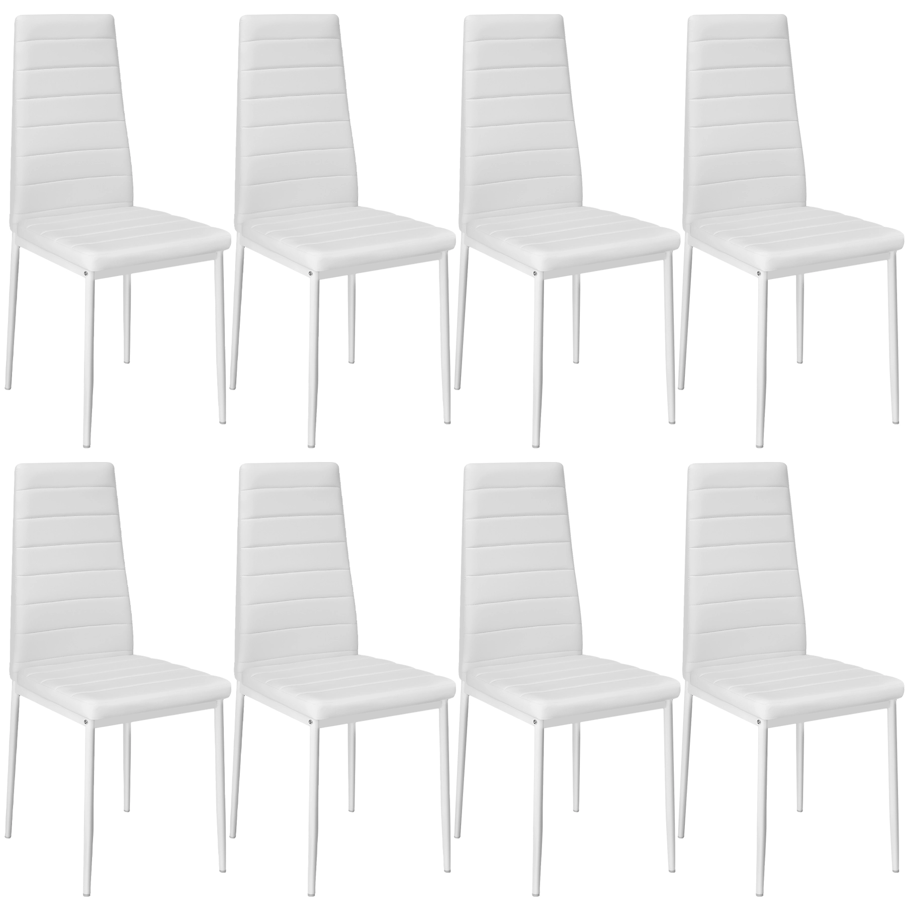 Esszimmerstühle Kunstleder - weiß, 8er Set