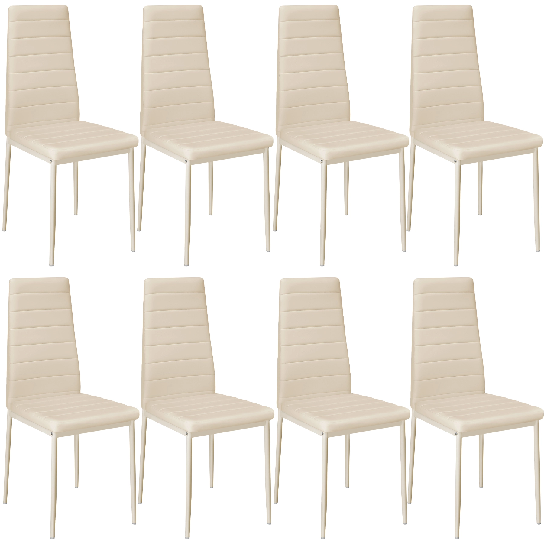 Esszimmerstühle Kunstleder - beige, 8er Set