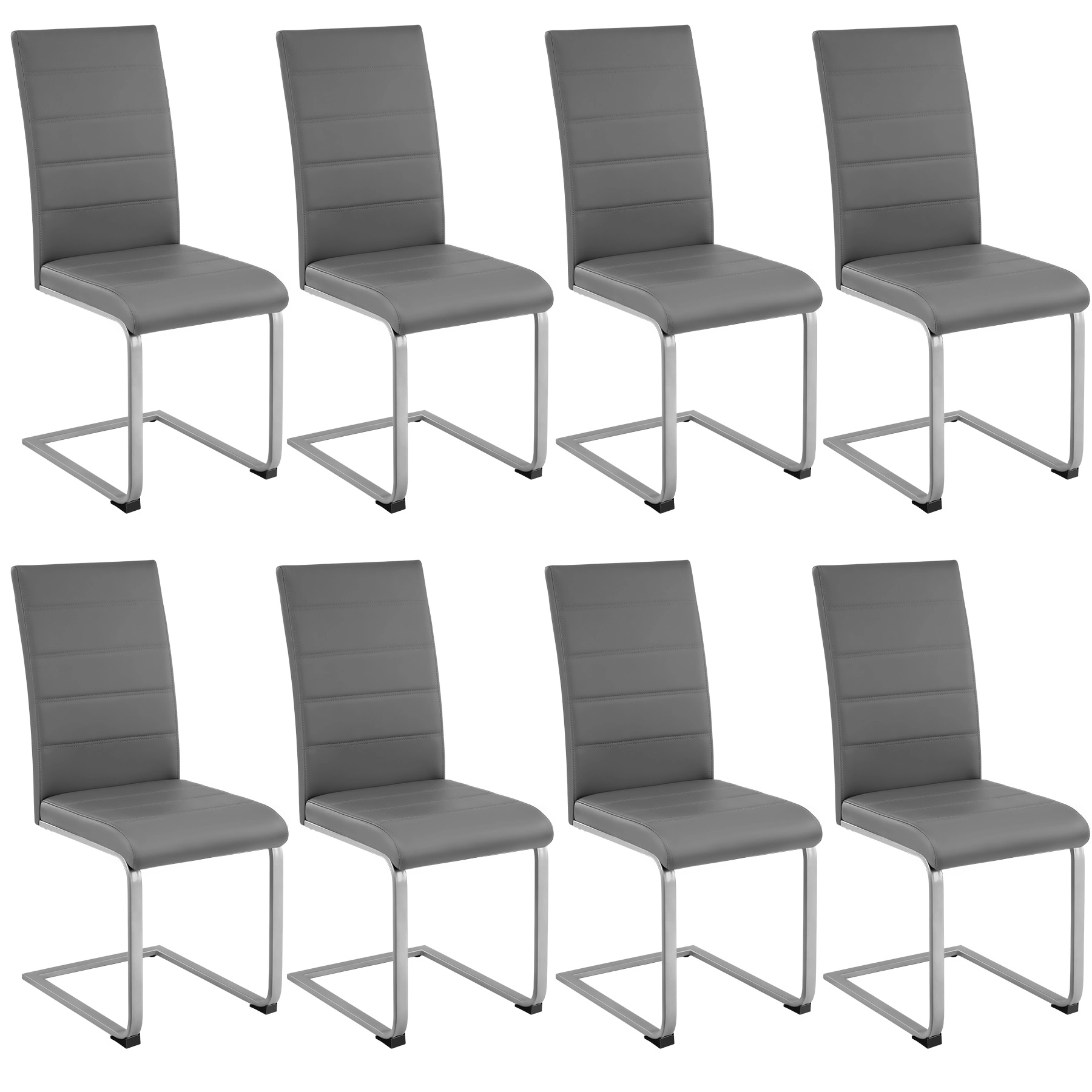 Schwingstühle, Kunstleder - grau, 8er Set