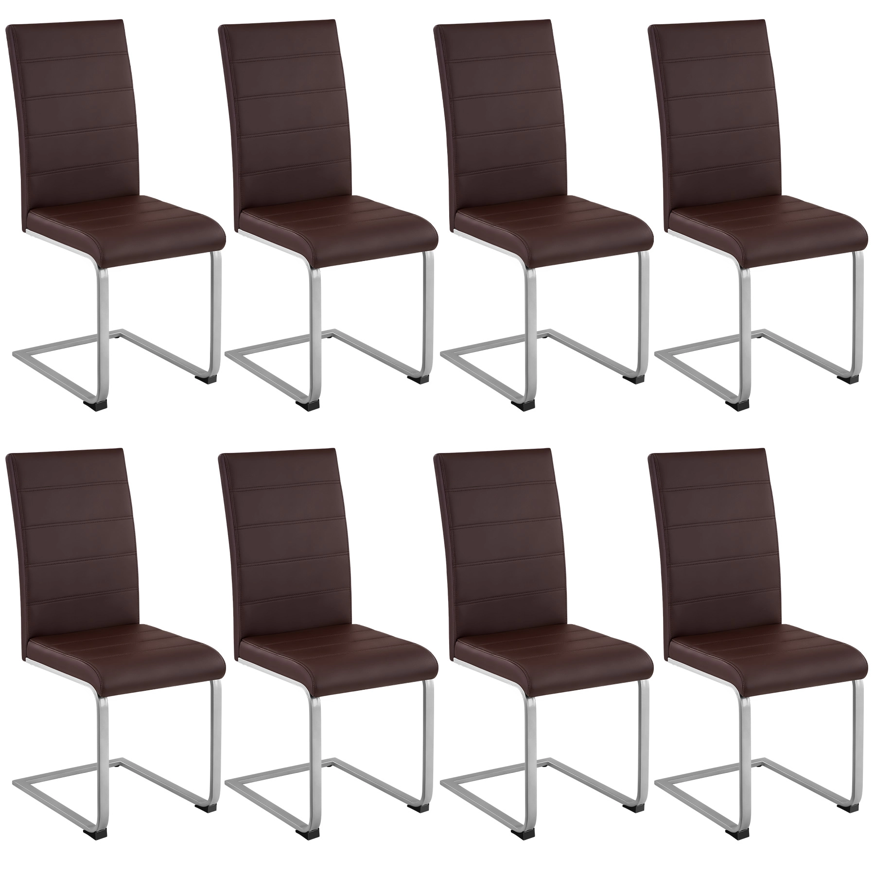 Schwingstühle, Kunstleder - braun, 8er Set