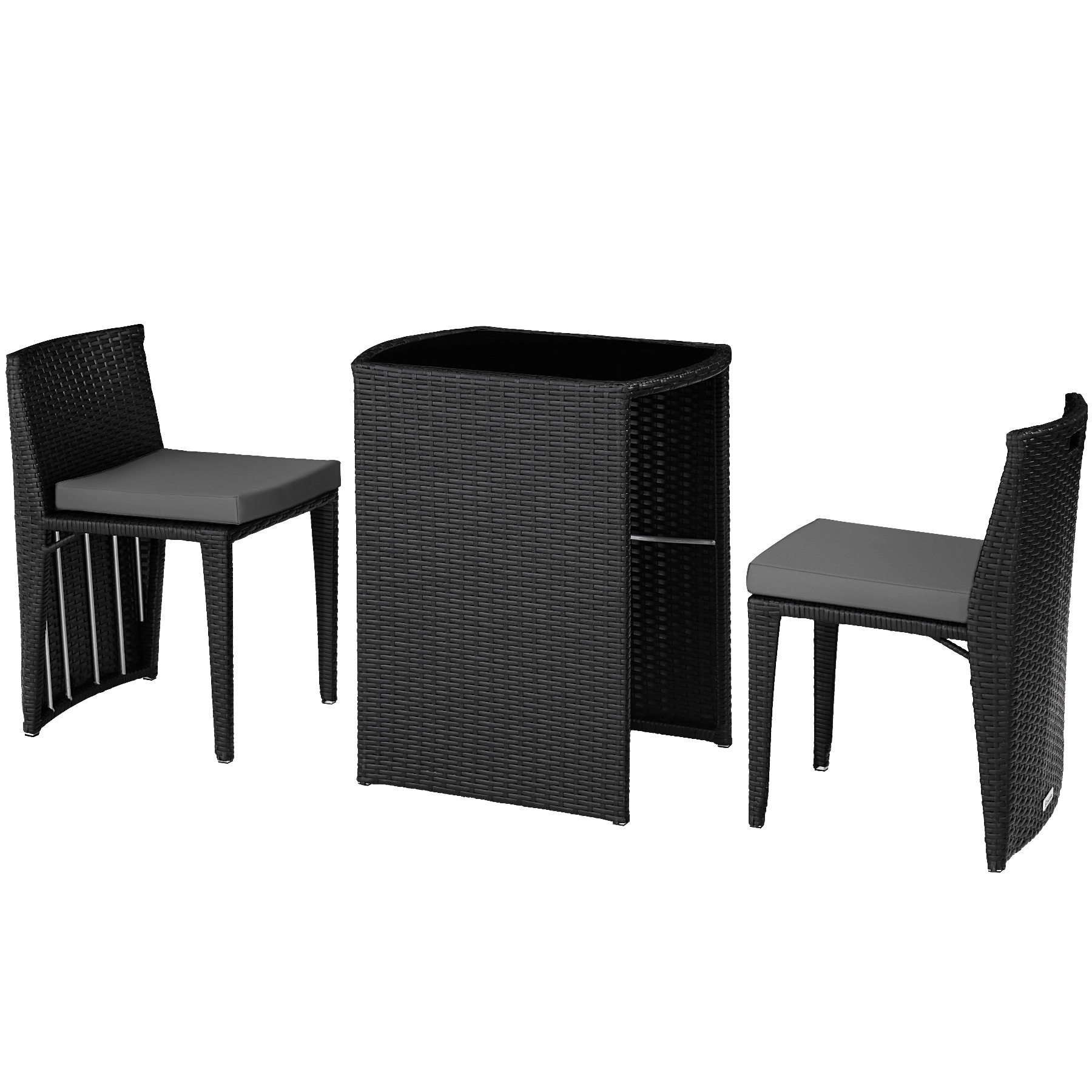 Aluminium Rattanset Bistro Hamburg - schwarz