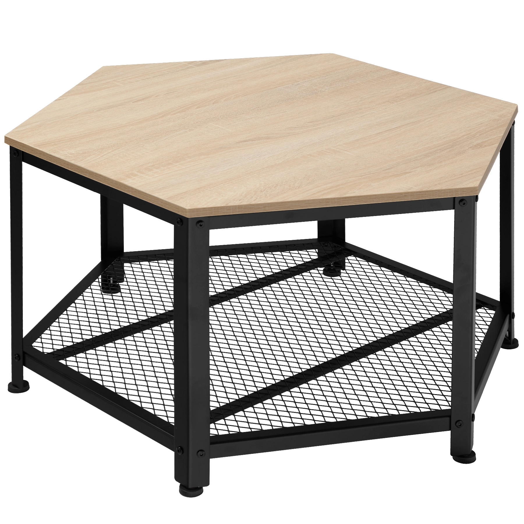 Couchtisch Norwich 86,5x75x46,5cm - Industrial Holz hell, Eiche Sonoma