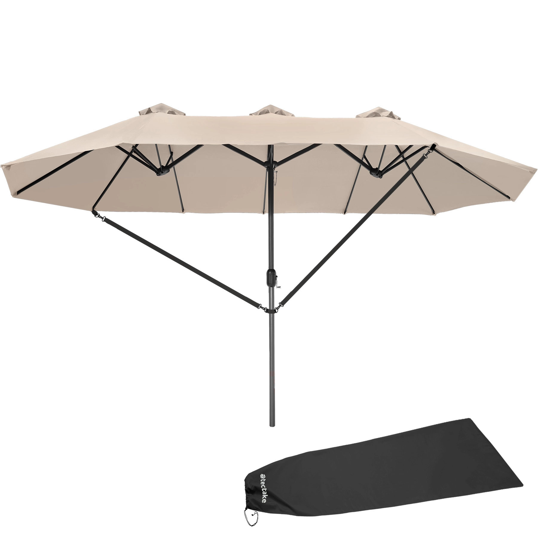 Sonnenschirm Silia 460x270cm mit 3 Winddächern - beige