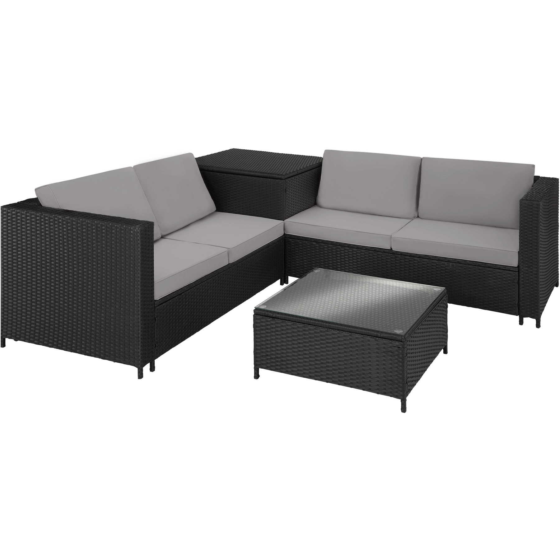 Rattan Lounge Siena - schwarz/grau