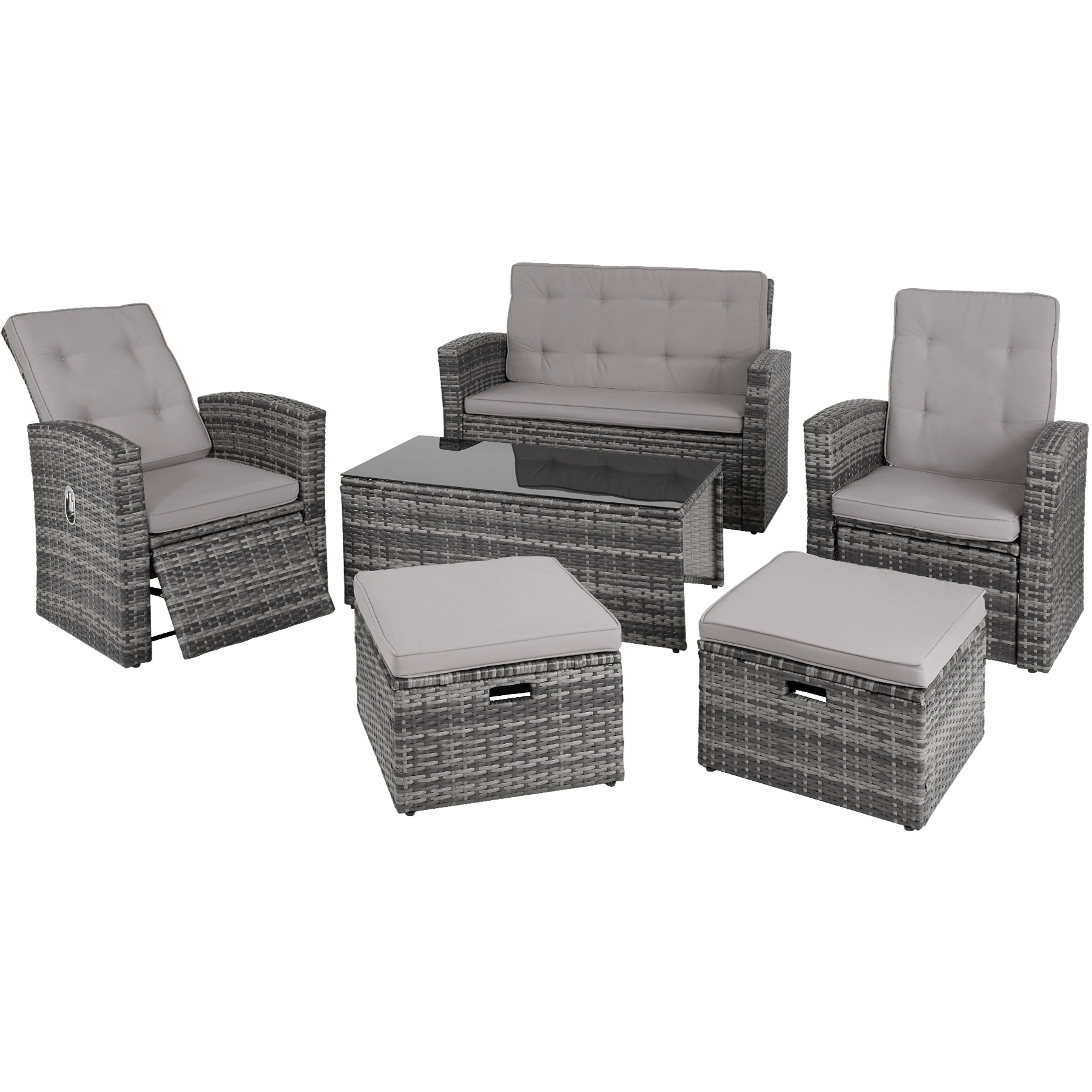 Rattan Lounge Bari - grau