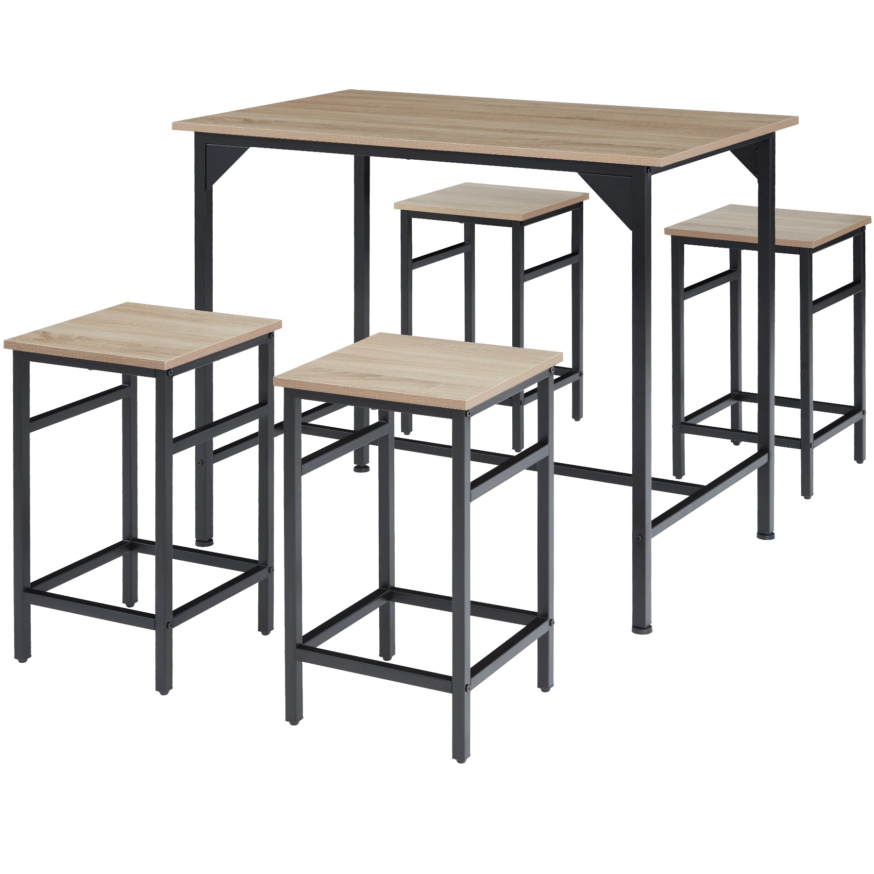 Bartisch-Set Edinburgh 4 + 1 - Industrial Holz hell, Eiche Sonoma