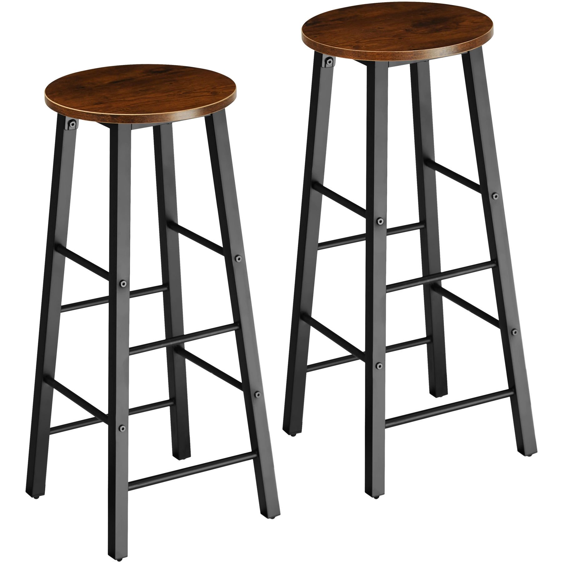 2 Barhocker Keynes - Industrial Holz dunkel, rustikal