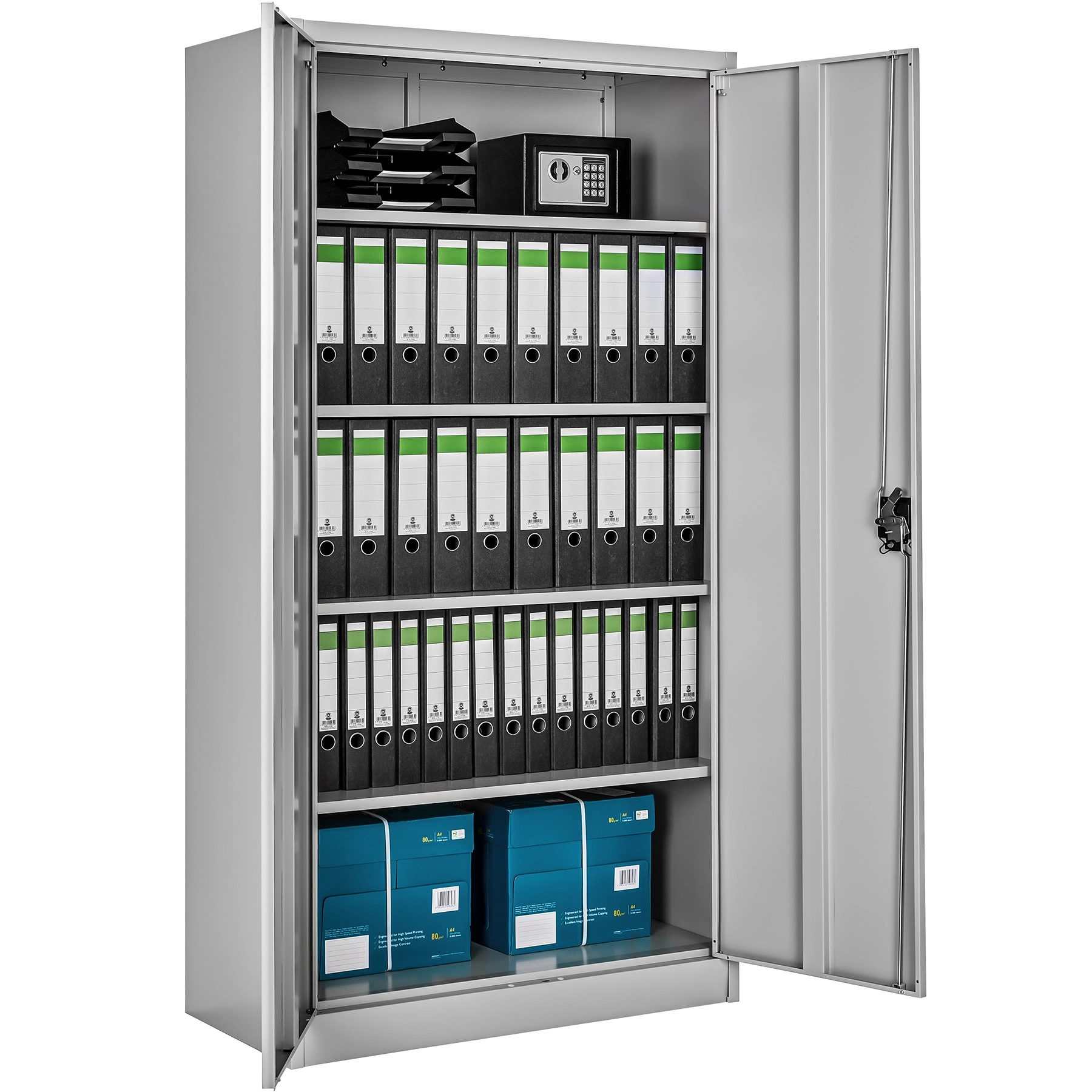 Aktenschrank Blain mit 5 Böden 40x80x180cm - grau