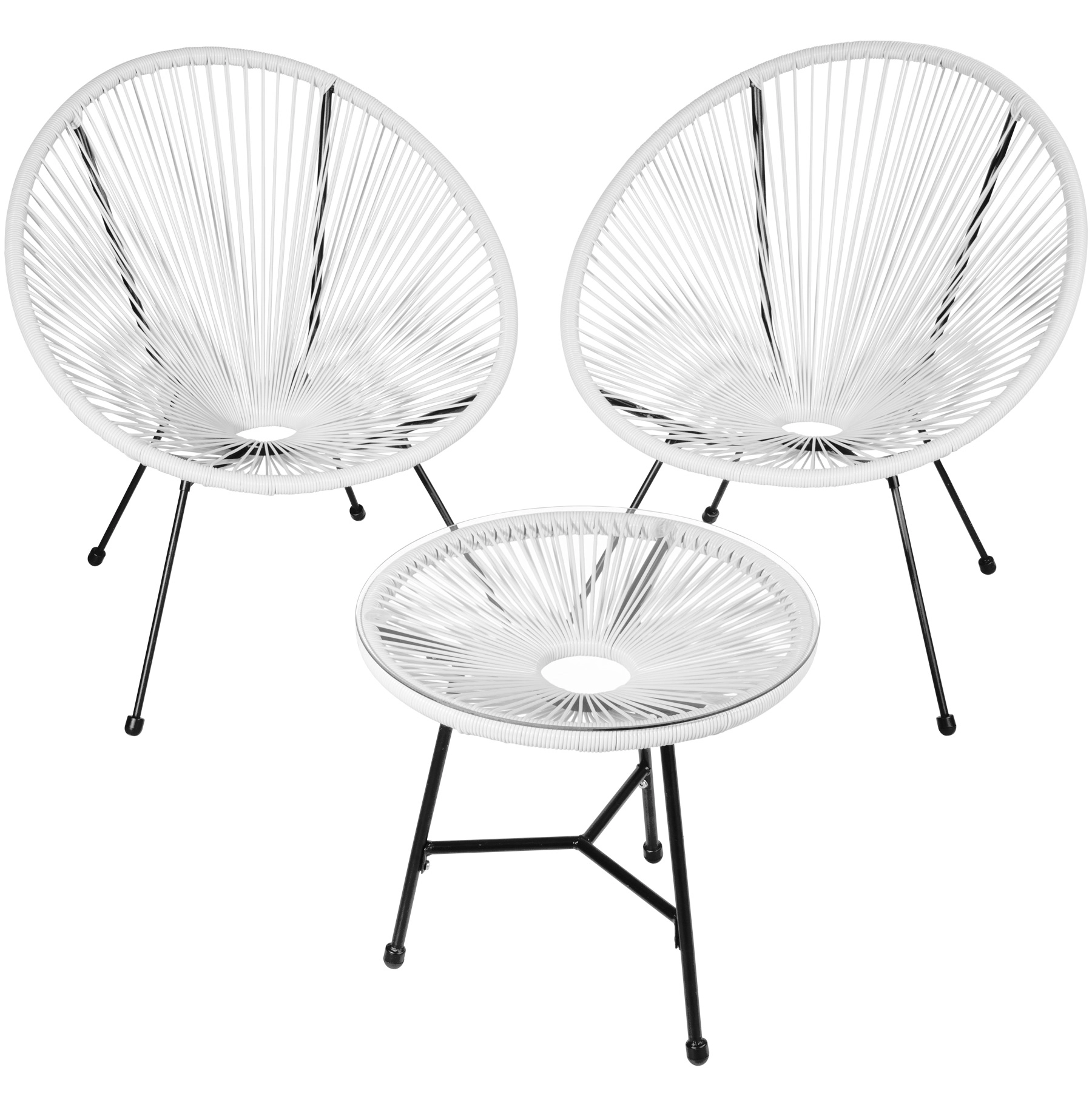 2 Gartenstühle Santana mit Tisch - weiß