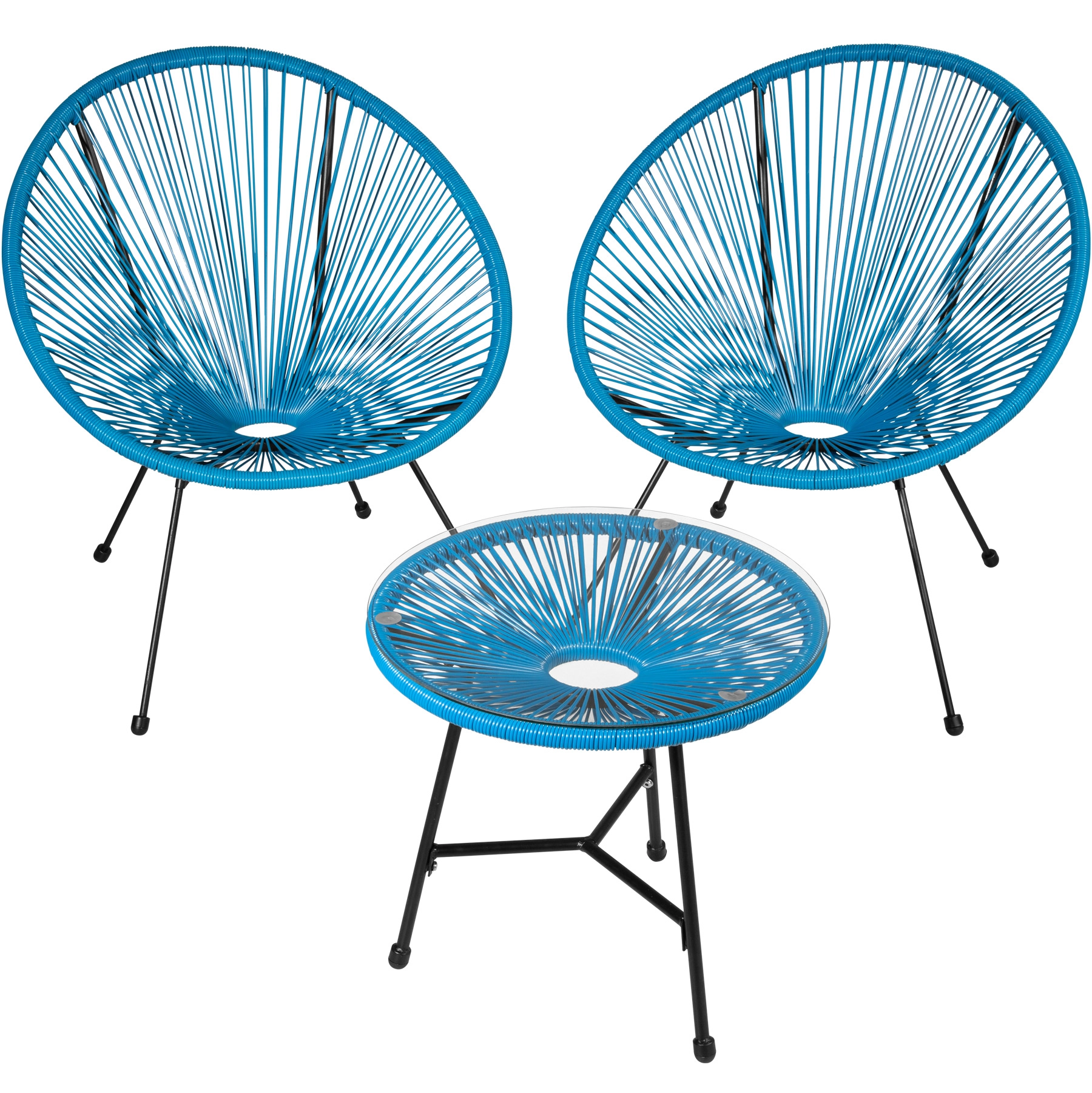 2 Gartenstühle Santana mit Tisch - blau