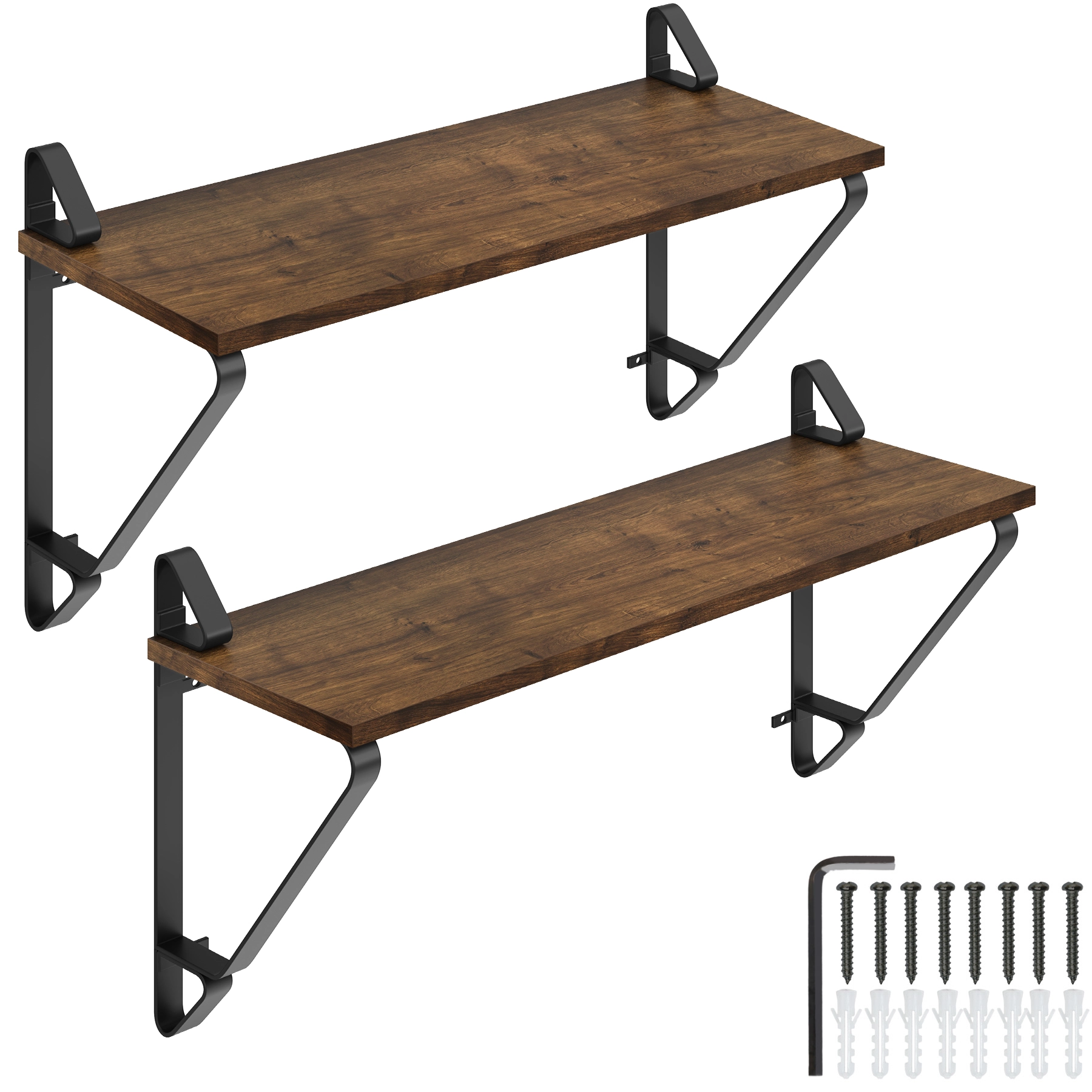 2 Hängeregale Irvine - Industrial Holz dunkel, rustikal
