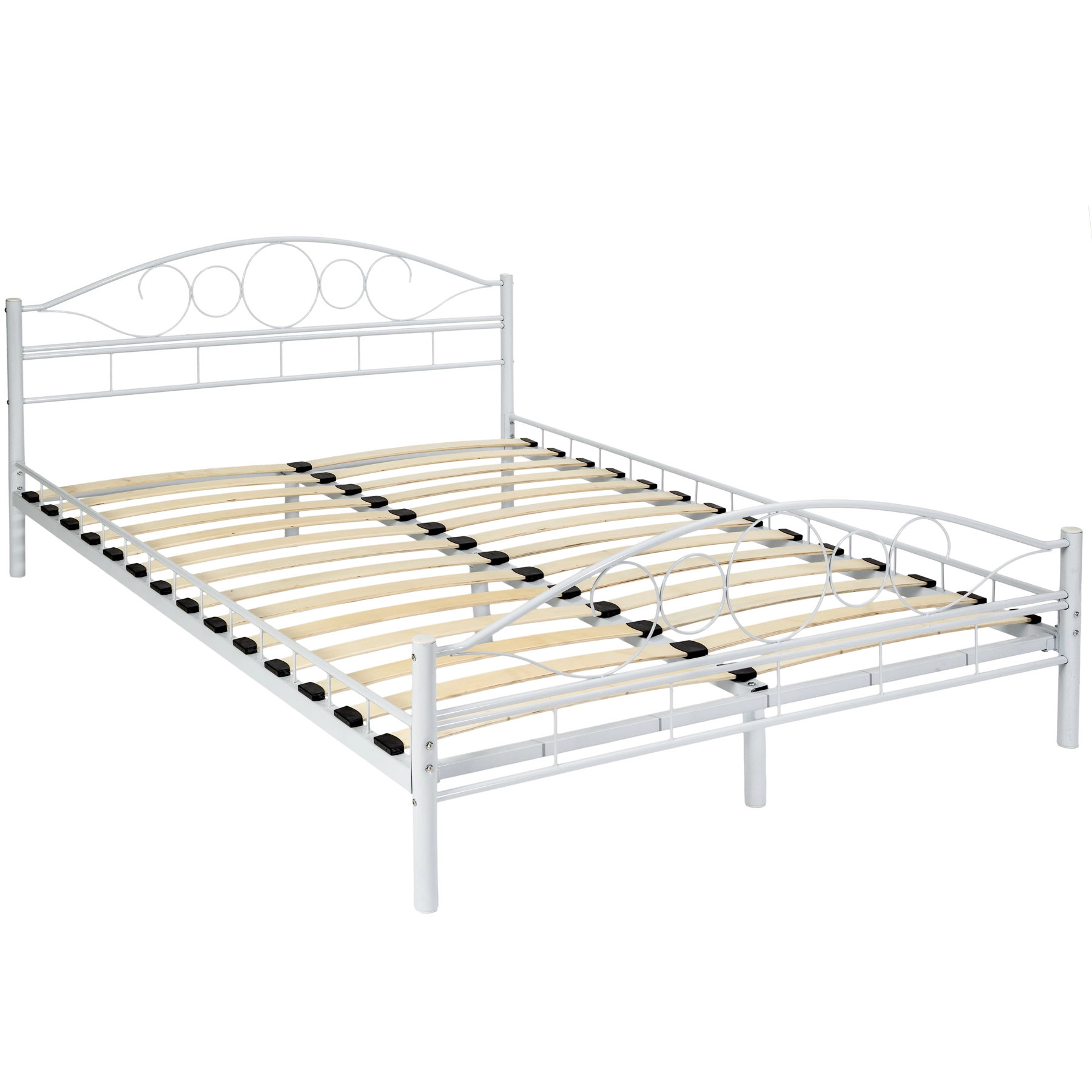 Metallbett mit Lattenrost im romantischen Design - 200 x 140 cm, weiß/weiß