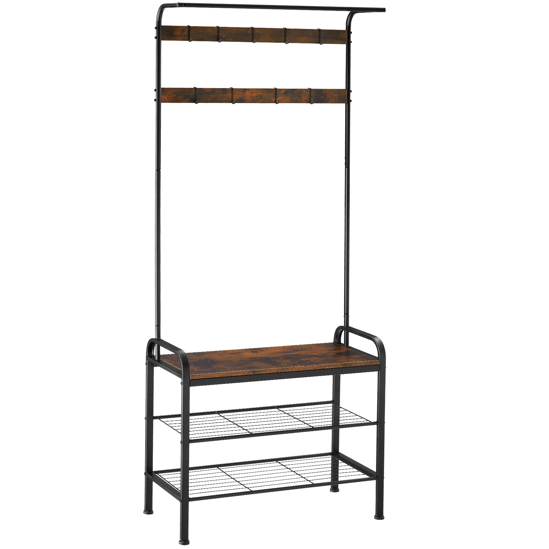 Garderobe - 73,5x36x184cm, Industrial Holz dunkel, rustikal