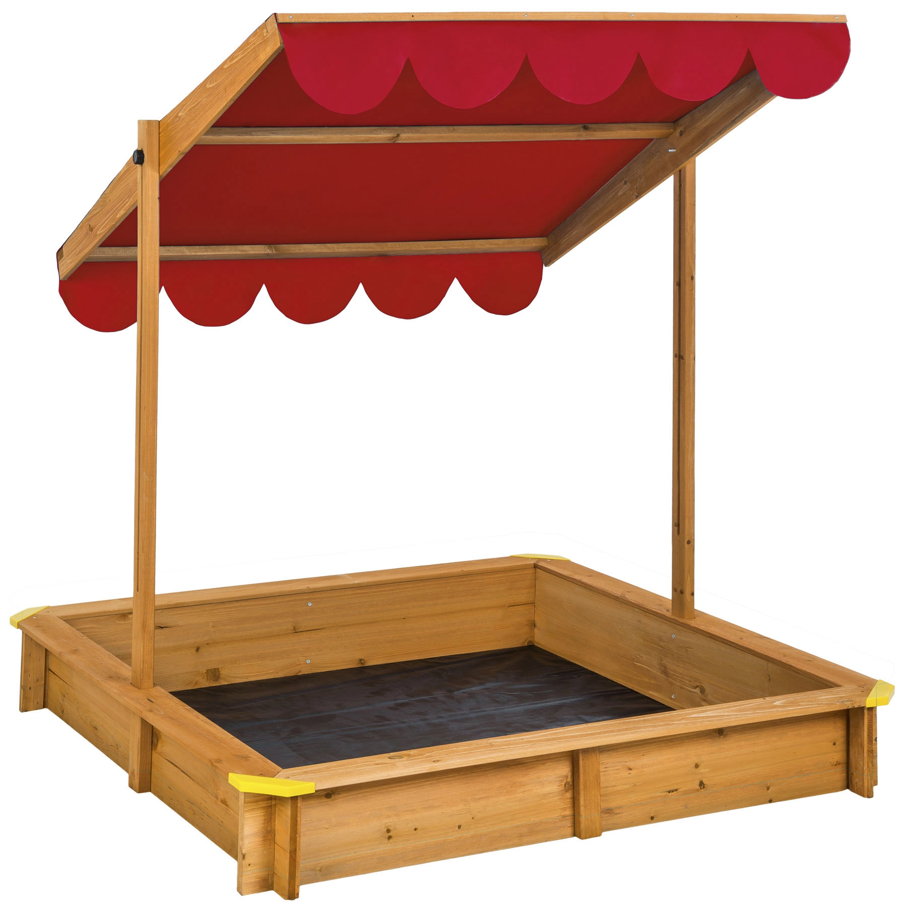 Sandkasten Emilia mit verstellbarem Dach 120x120x120cm - rot