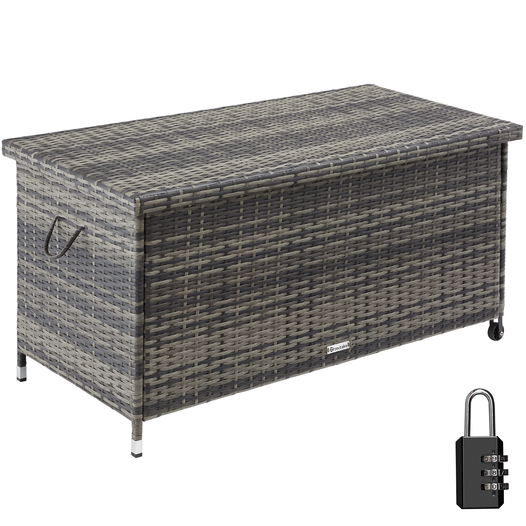 Auflagenbox Kiruna mit Kunststoffgeflecht, 120x55x61,5cm, 270l - grau