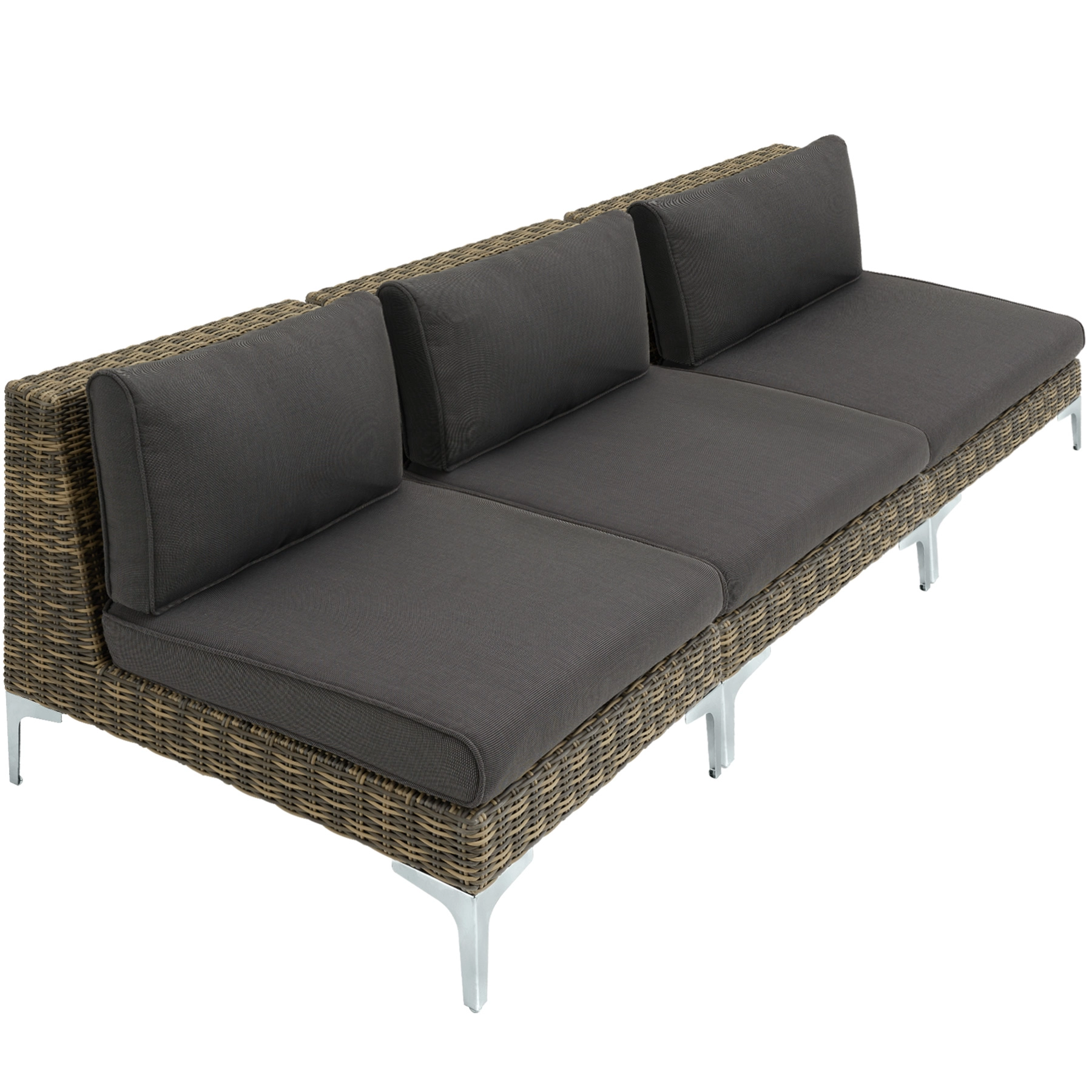 Modulares Rattanset Villanova Aluminium Set 4 3-Sitzer - anthrazit-meliert