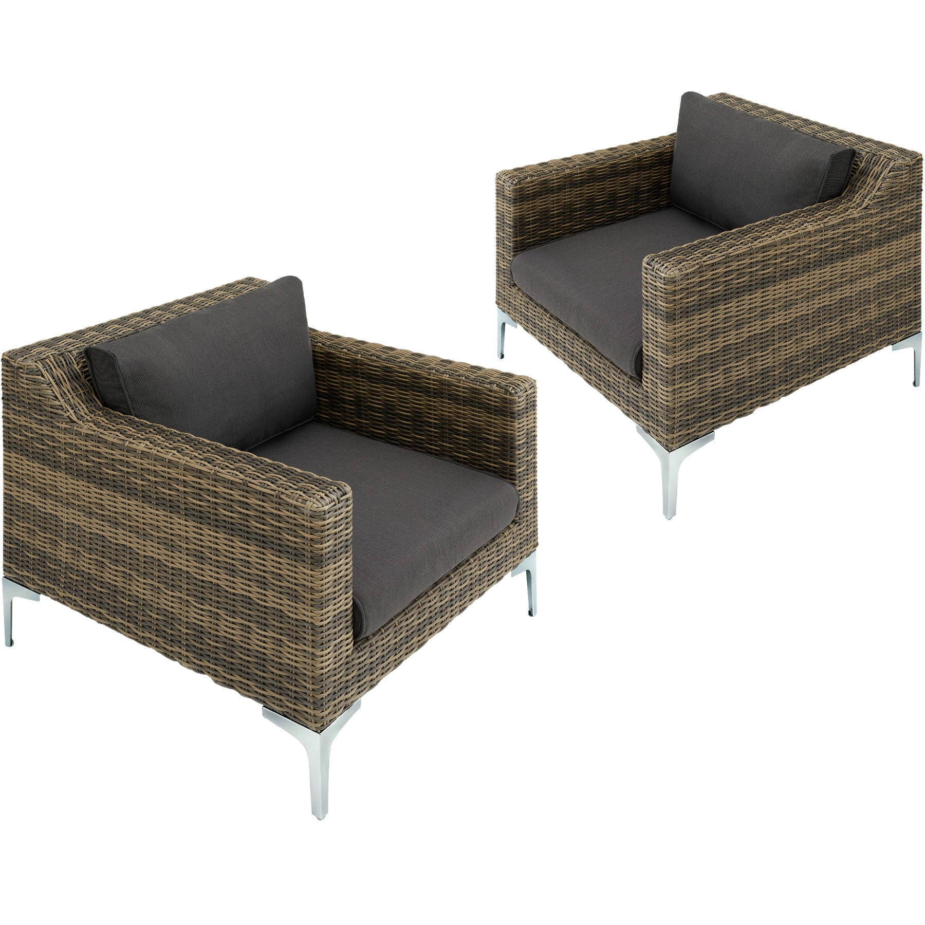 Modulares Rattanset Villanova Aluminium Set 5 2-Sitzer - anthrazit-meliert