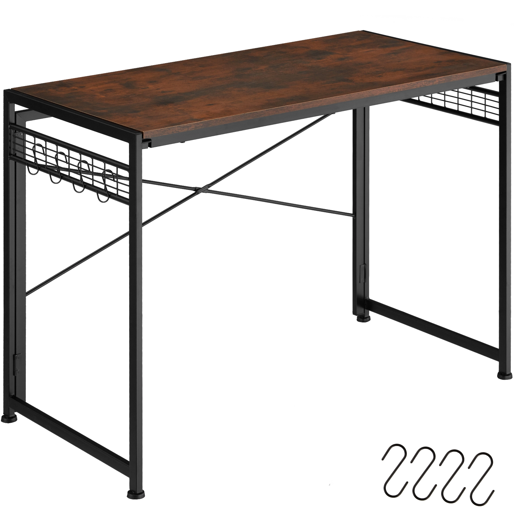 Schreibtisch Paterson klappbar 102x51x77cm - Industrial Holz dunkel, rustikal