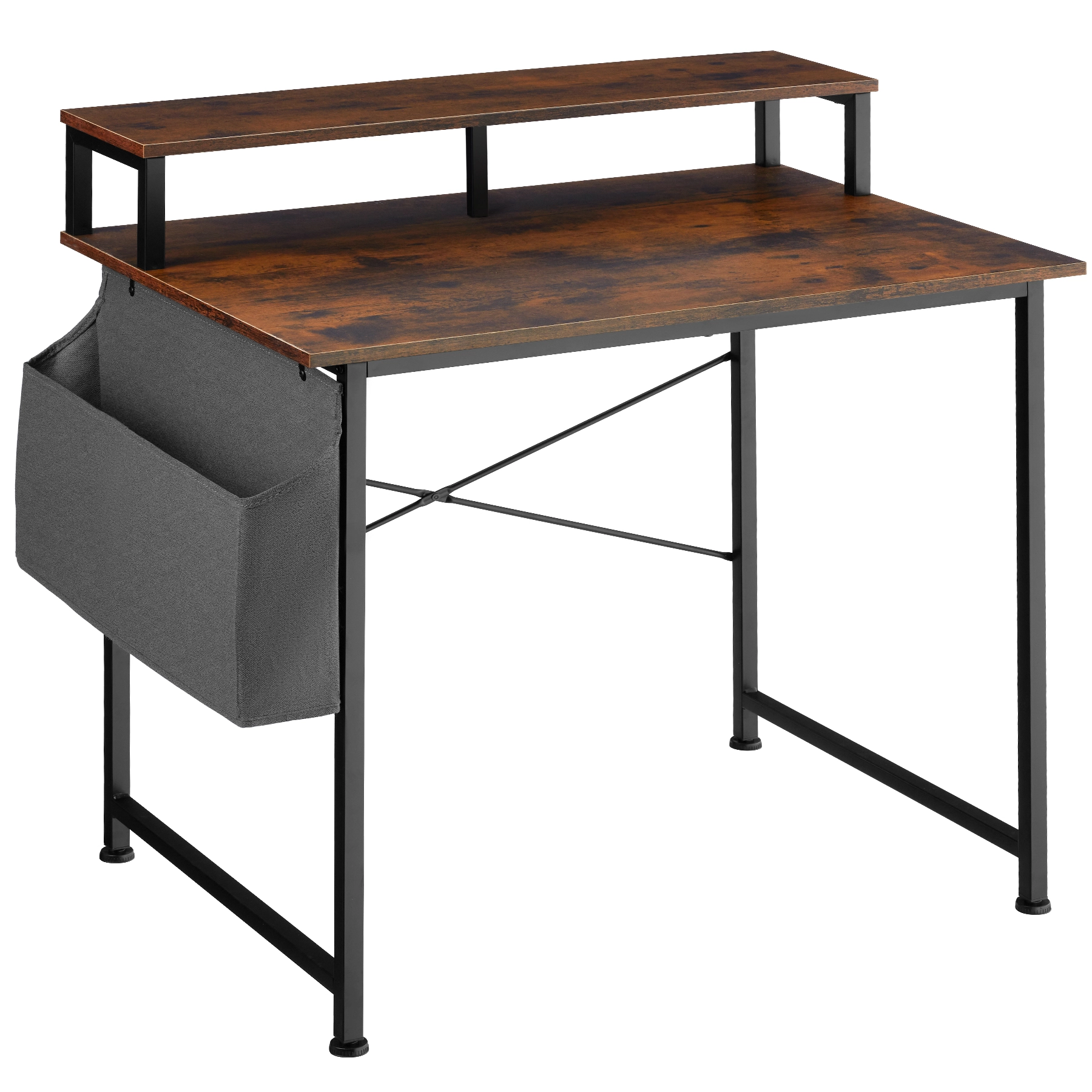 Schreibtisch mit Ablage und Stofftasche - Industrial Holz dunkel, rustikal, 120 cm