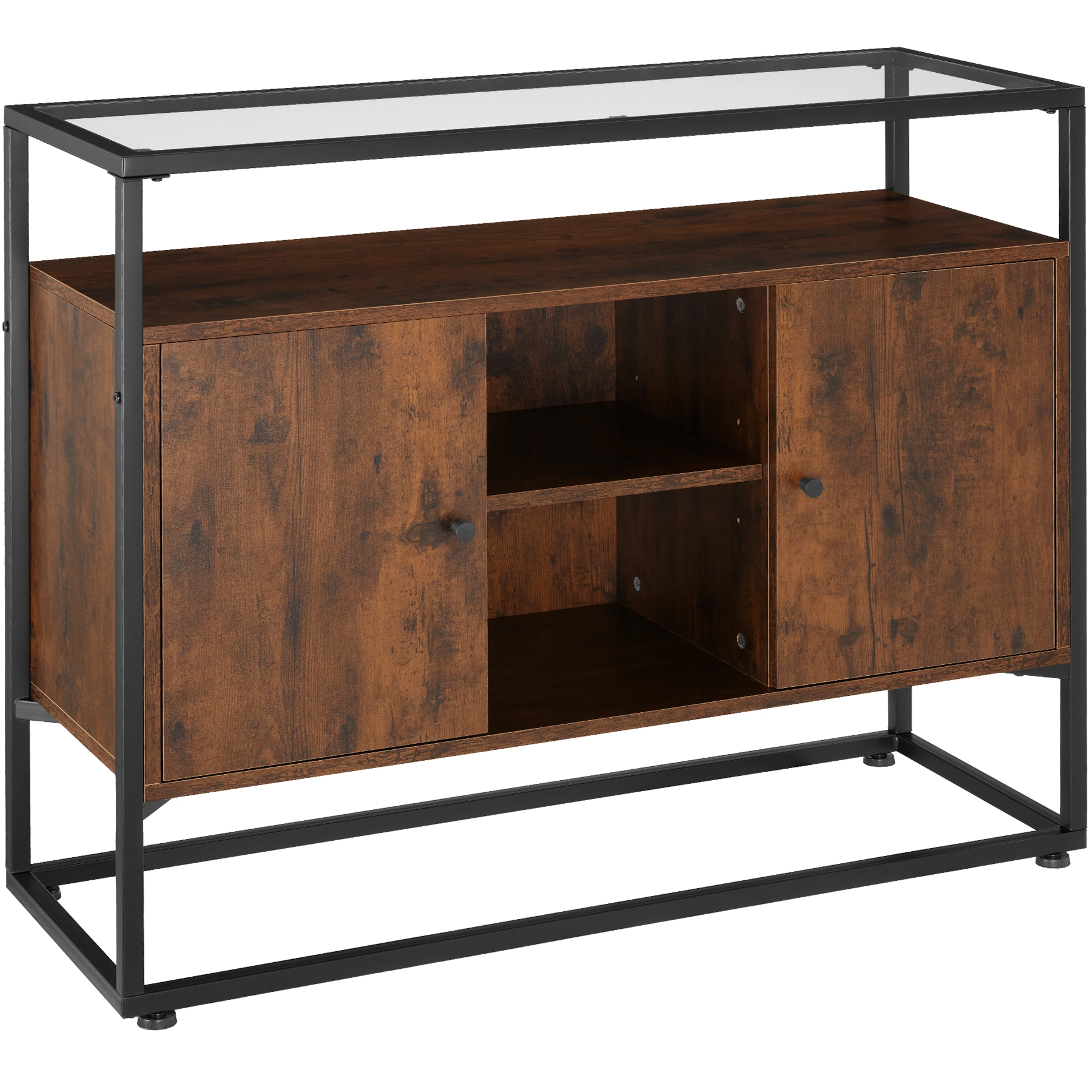 Sideboard Oldham 100x38x80,5cm - Industrial Holz dunkel, rustikal