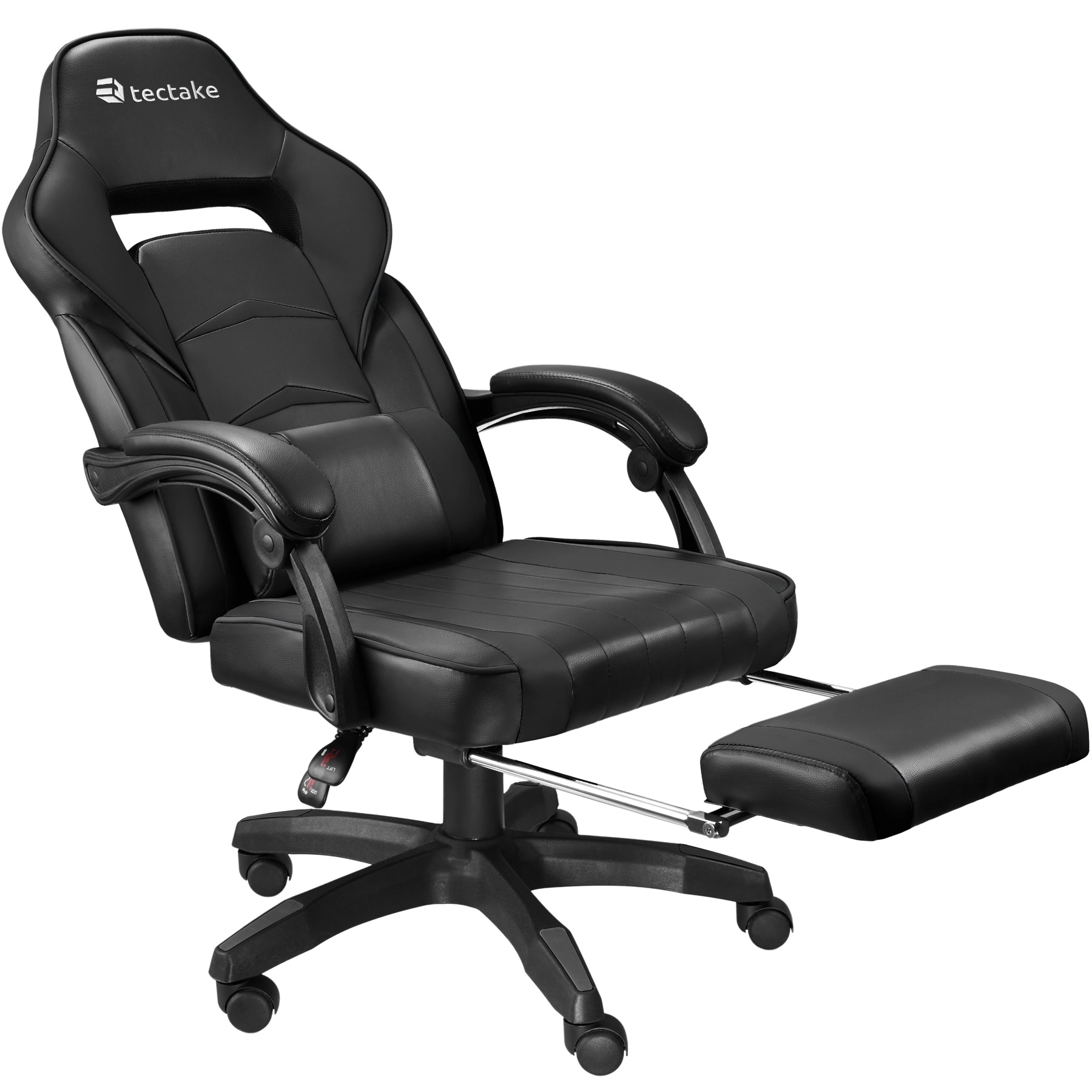 Racing Bürostuhl Comodo mit Fußstütze - schwarz/schwarz