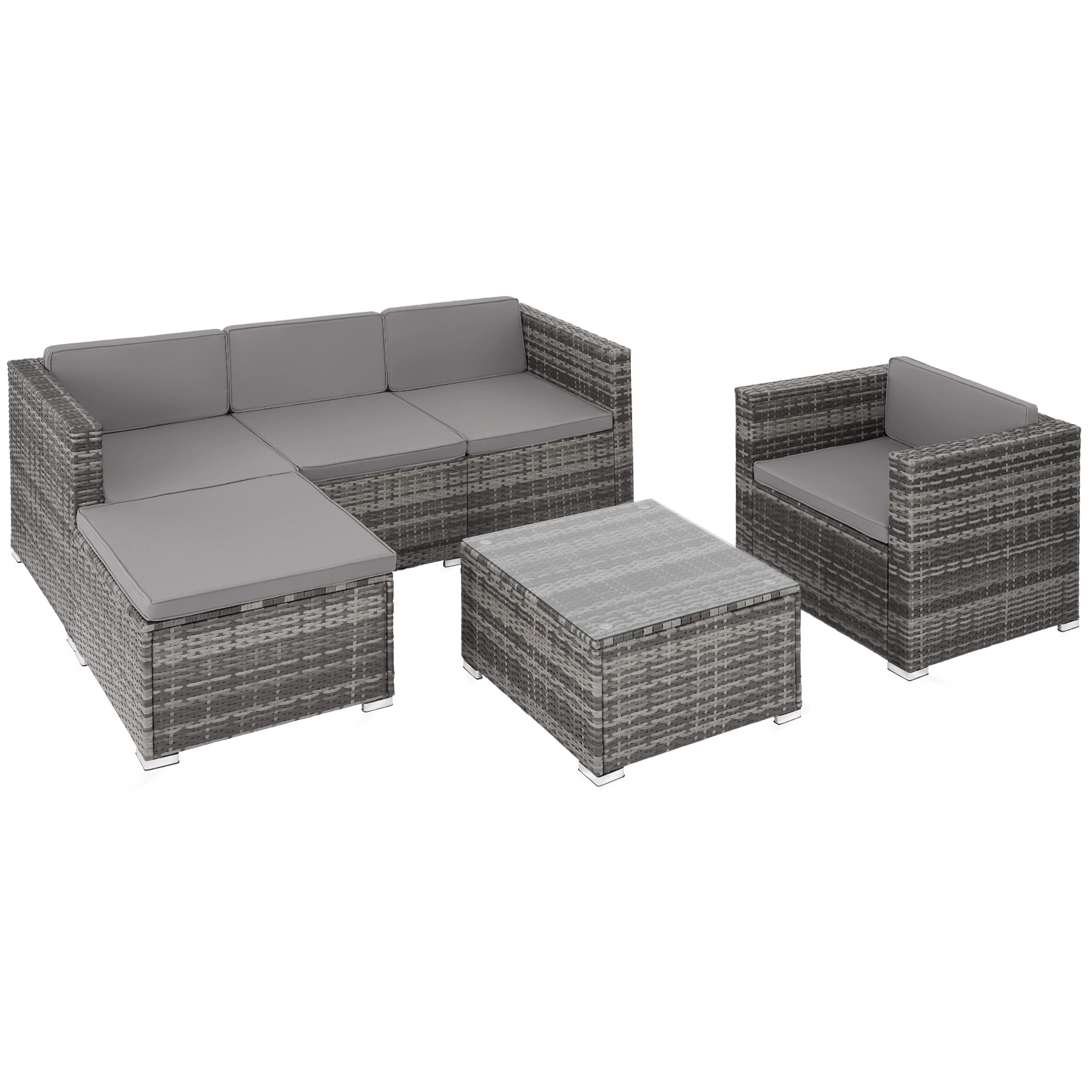 Rattan Lounge Lignano mit Sessel - grau