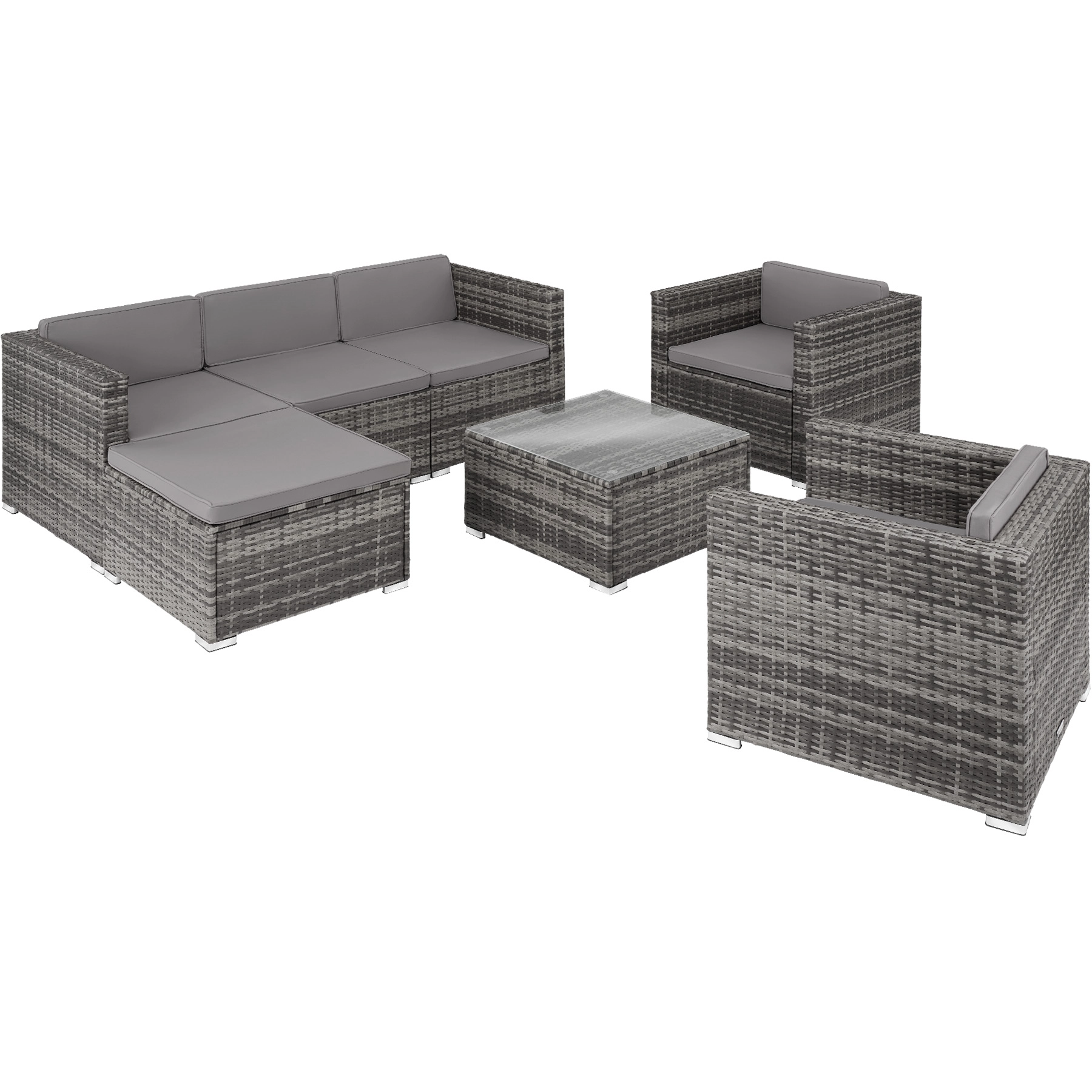Rattan Lounge Lignano mit 2 Sesseln - grau