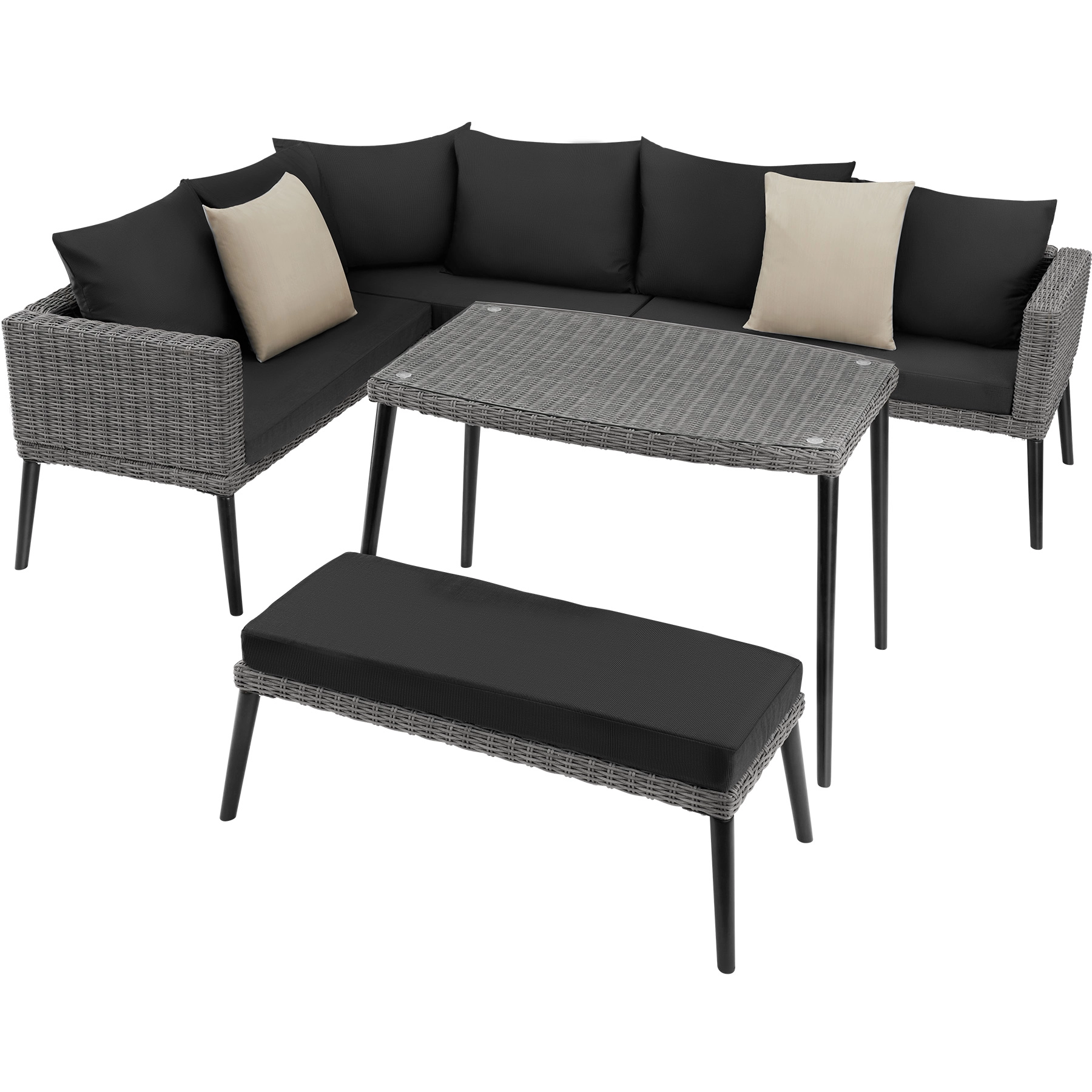 Rattan Lounge mit Aluminiumgestell Pula - grau