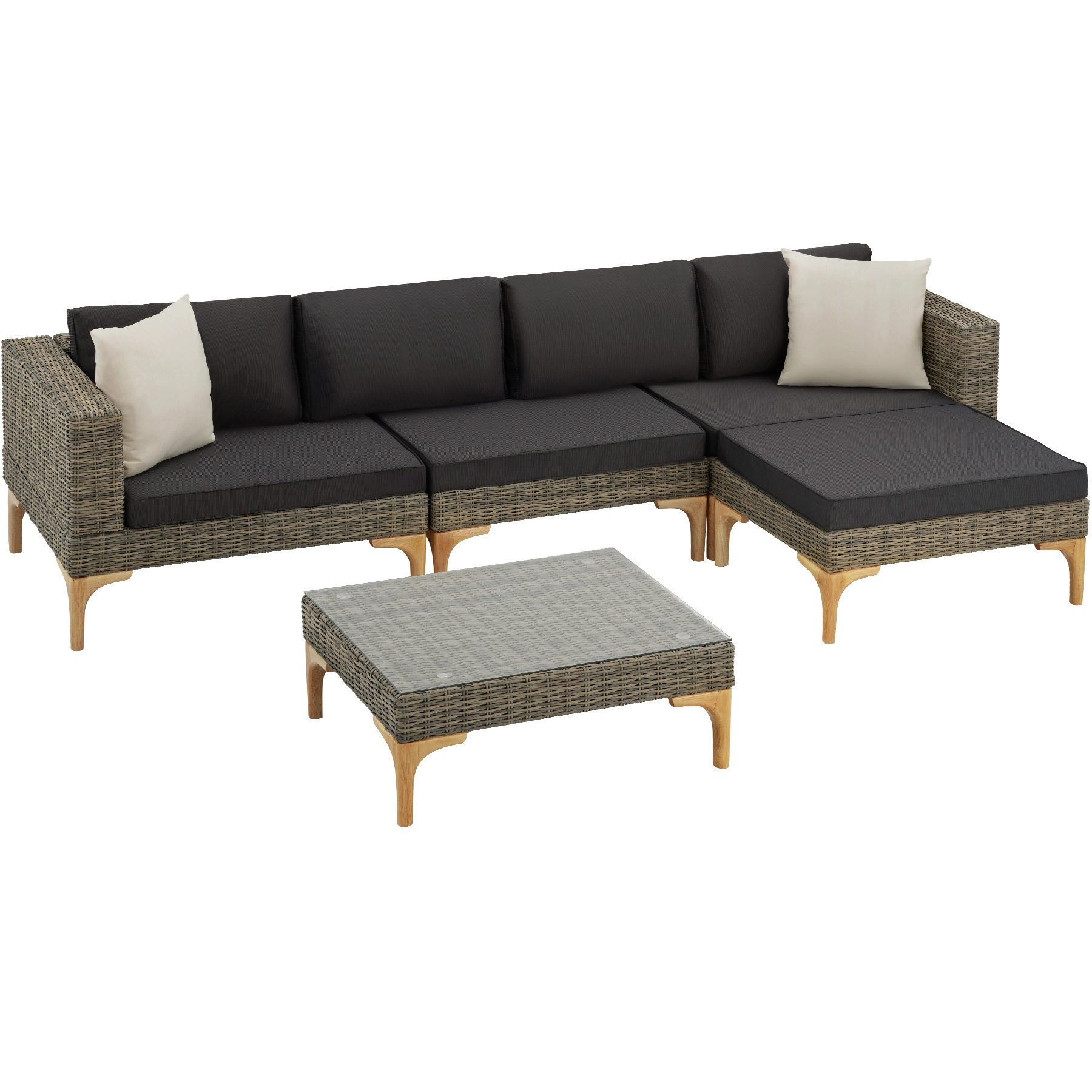 Rattan Lounge mit Aluminiumgestell Konstanza - natur
