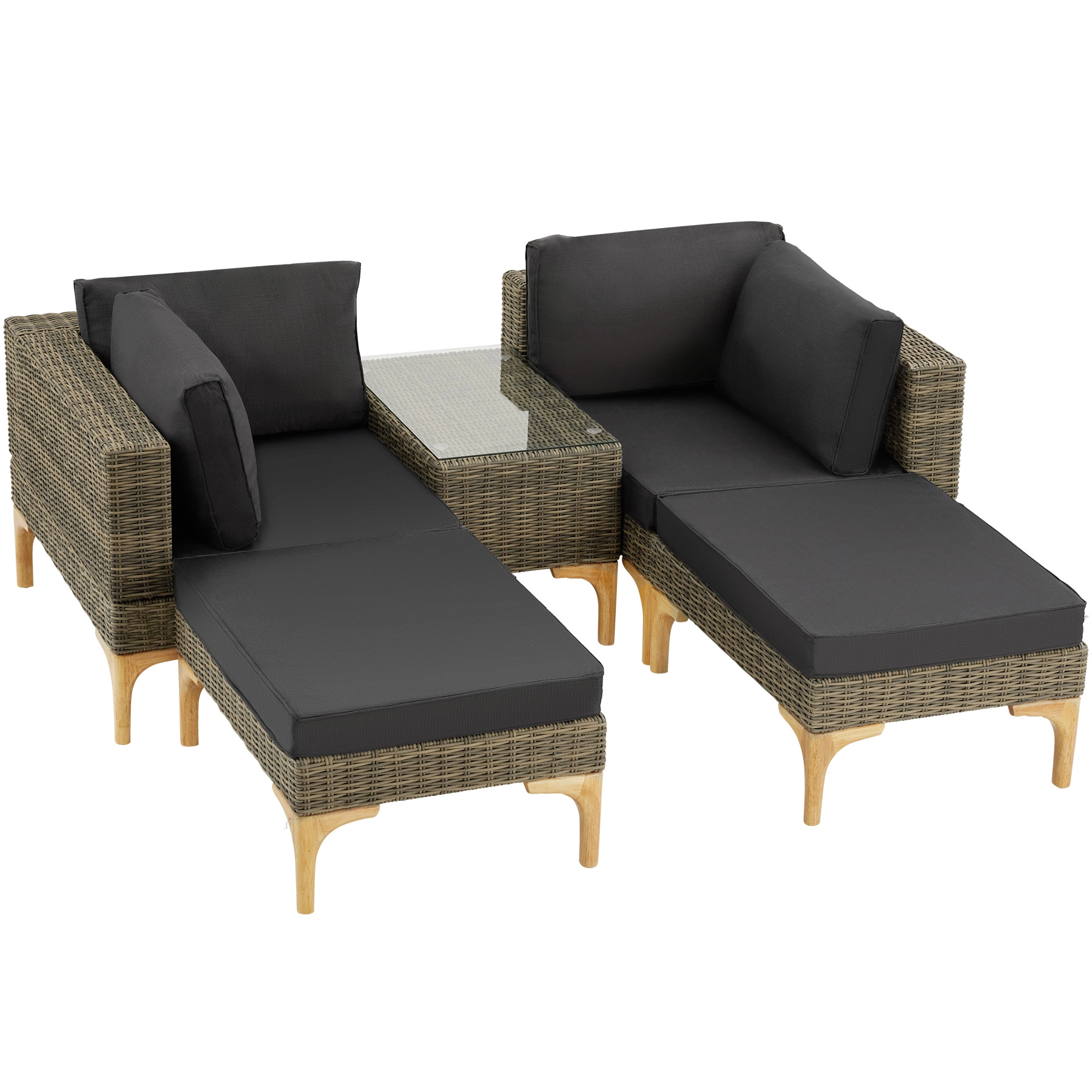 Rattan Lounge mit Aluminiumgestell Bellaria - natur