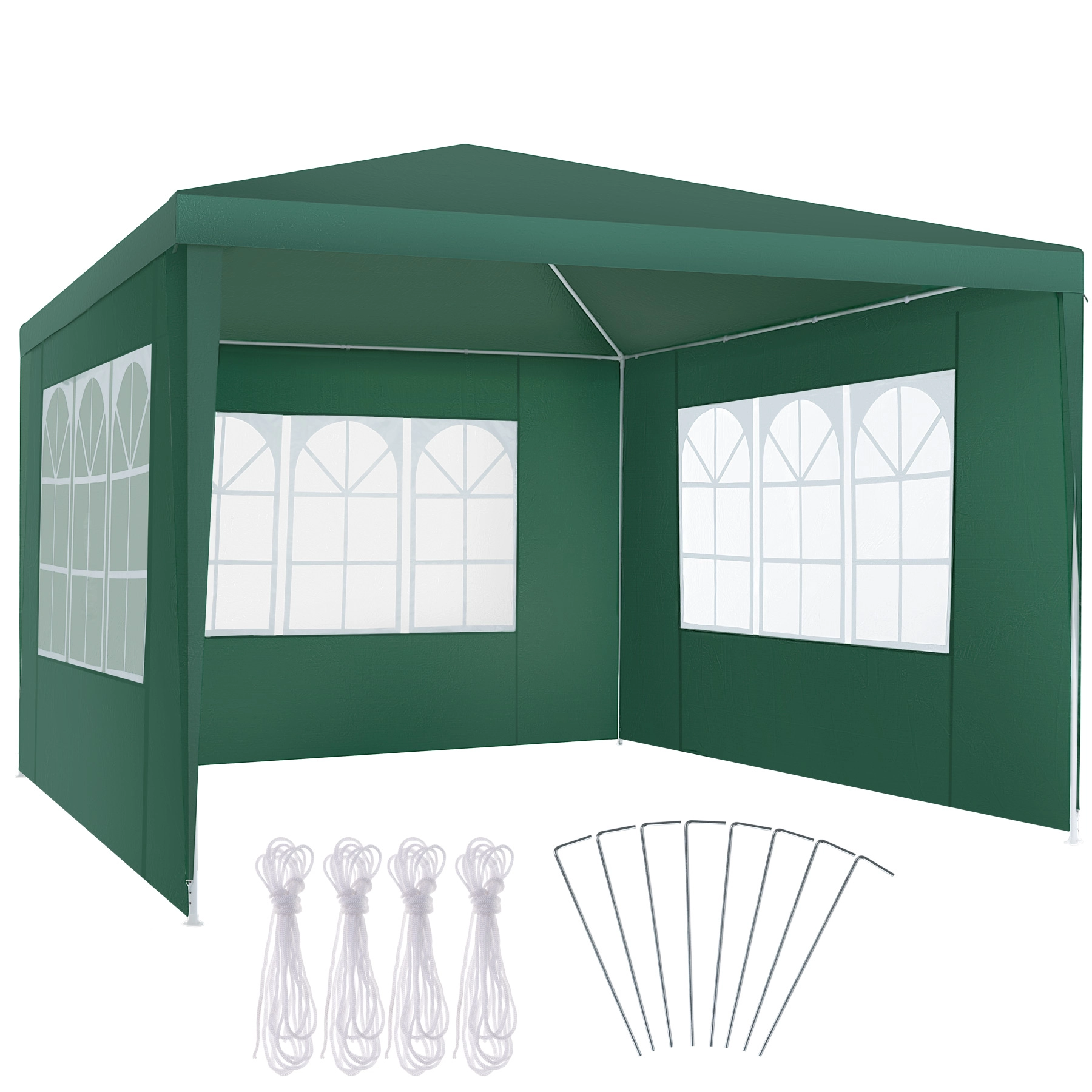 Pavillon Baraban 3x3m mit 3 Seitenteilen - grün