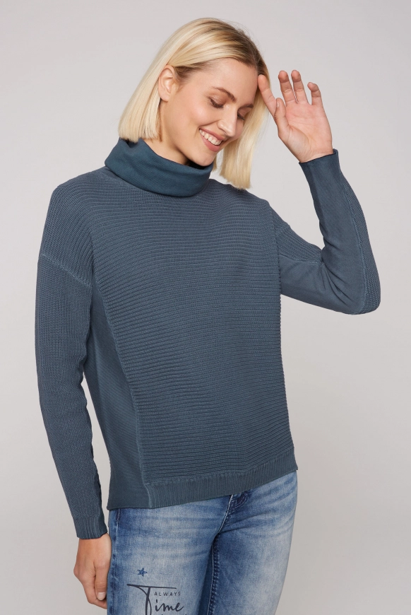 SOCCX Rollkragenpullover mit Intarsien-Strick - blue navy | S