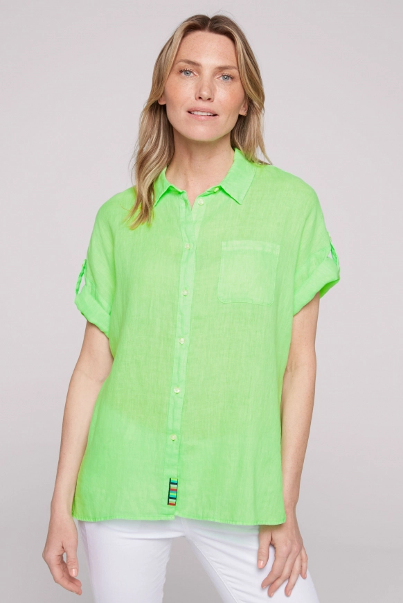 SOCCX Oversized Leinenbluse mit Logostickerei - fresh lime | XL