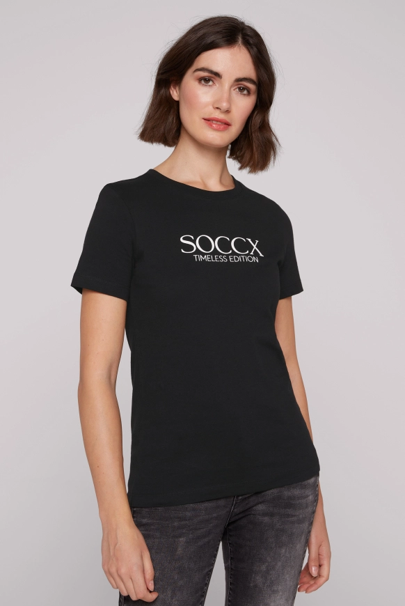 SOCCX Basic T-Shirt mit Logo Print - black | L