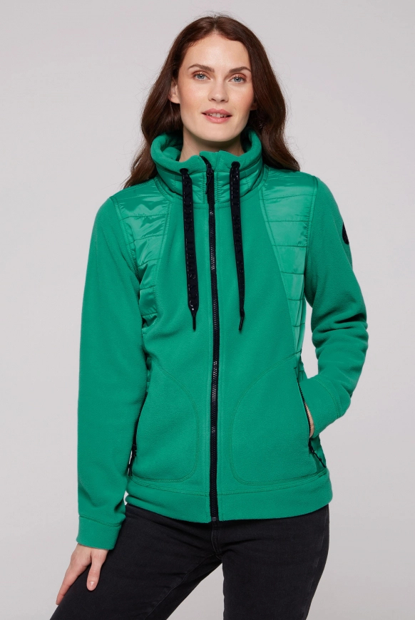 SOCCX Fleecejacke mit tonigen Stepp-Details - bottle green | L