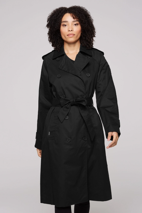 SOCCX Trenchcoat mit Bindegürtel - black | L