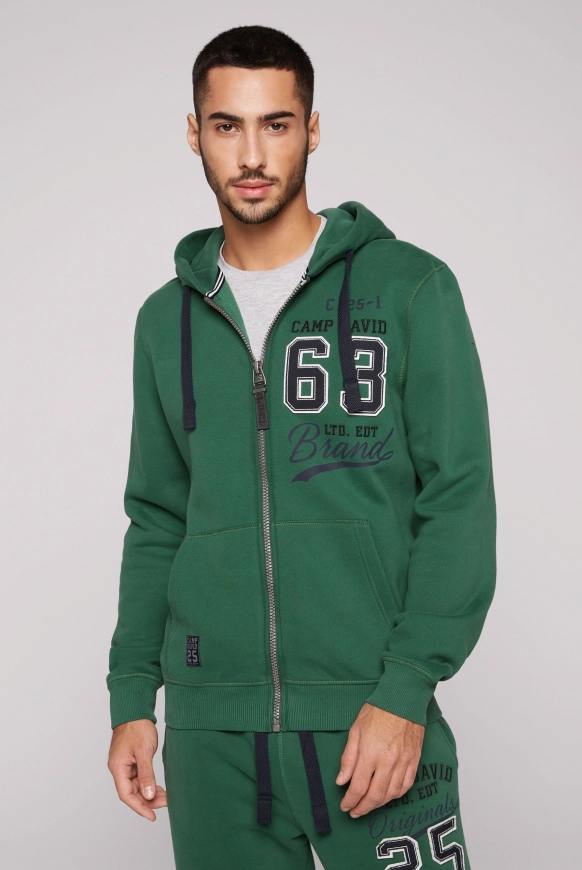 CAMP DAVID Kapuzensweatjacke mit Retro-Artwork - raw green | L