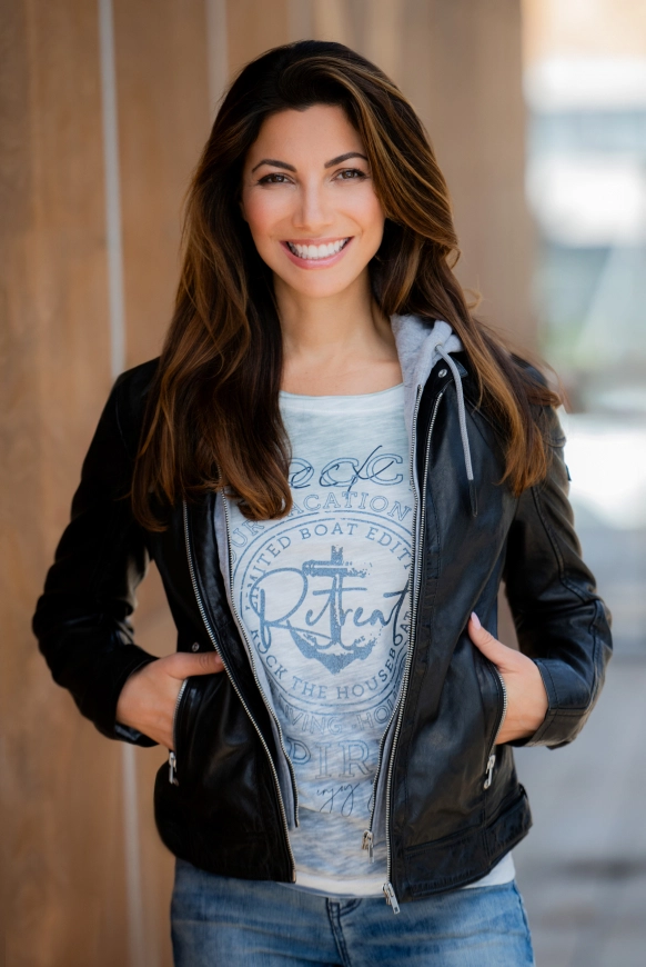 SOCCX Lederjacke im Biker-Stil mit Kapuzeneinsatz - black | S