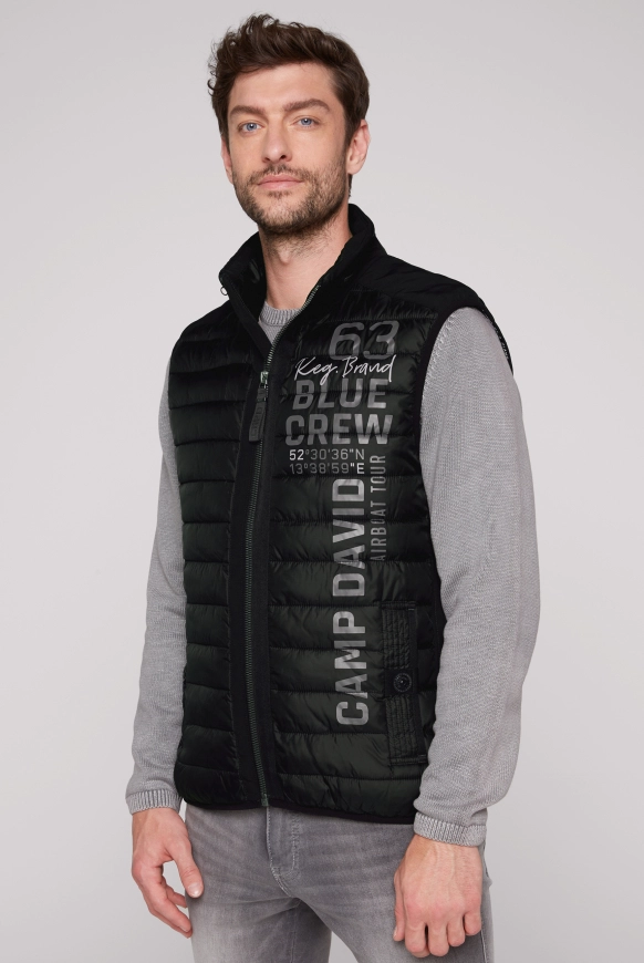 CAMP DAVID Leichte Steppweste mit Softshell-Details - black | S