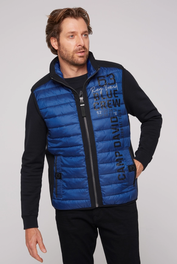 CAMP DAVID Leichte Steppweste mit Softshell-Details - flight blue | XXXL