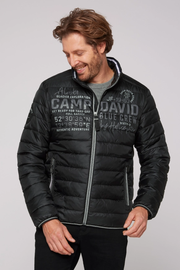 CAMP DAVID Leichte Steppjacke mit Logo Prints und Tapes - black | S