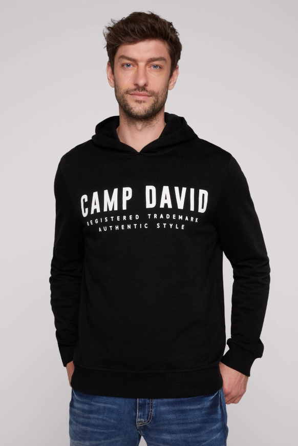 CAMP DAVID Basic Hoodie mit Logo Print - black | M