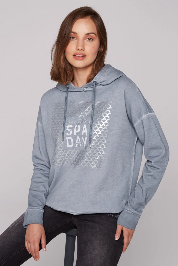 SOCCX Hoodie Oil Dyed mit Artwork - cold grey | L