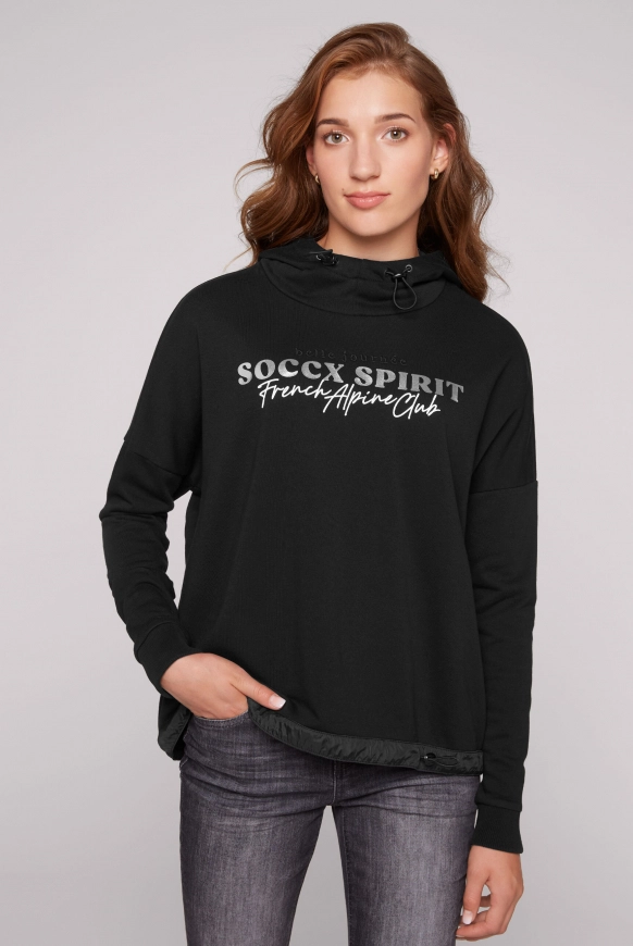 SOCCX Sweatshirt mit Kapuze und Print Artwork - black | L