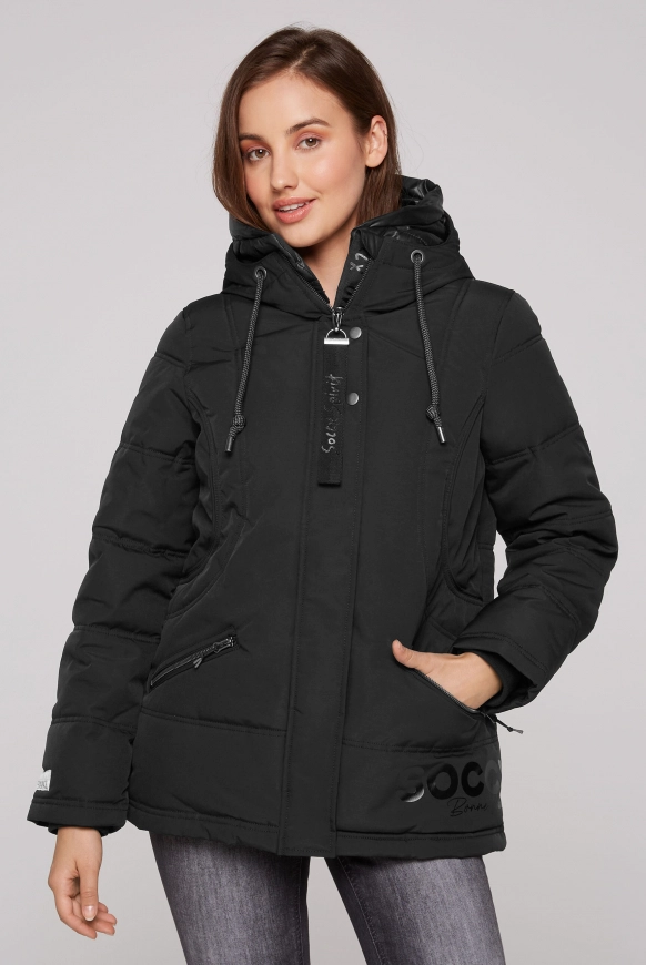 SOCCX Steppjacke mit Kapuzen-Layering - black | L