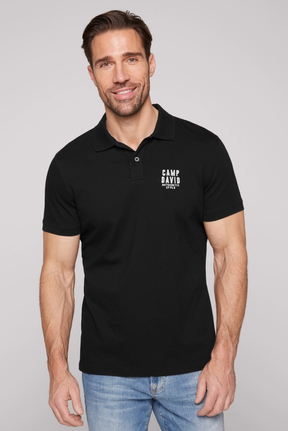 CAMP DAVID Basic Pikee-Polo mit Logo-Stickerei - black | M