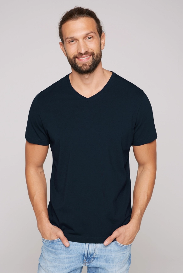 CAMP DAVID Basic T-Shirt mit V-Neck, Doppelpack - blue navy / blue navy | L